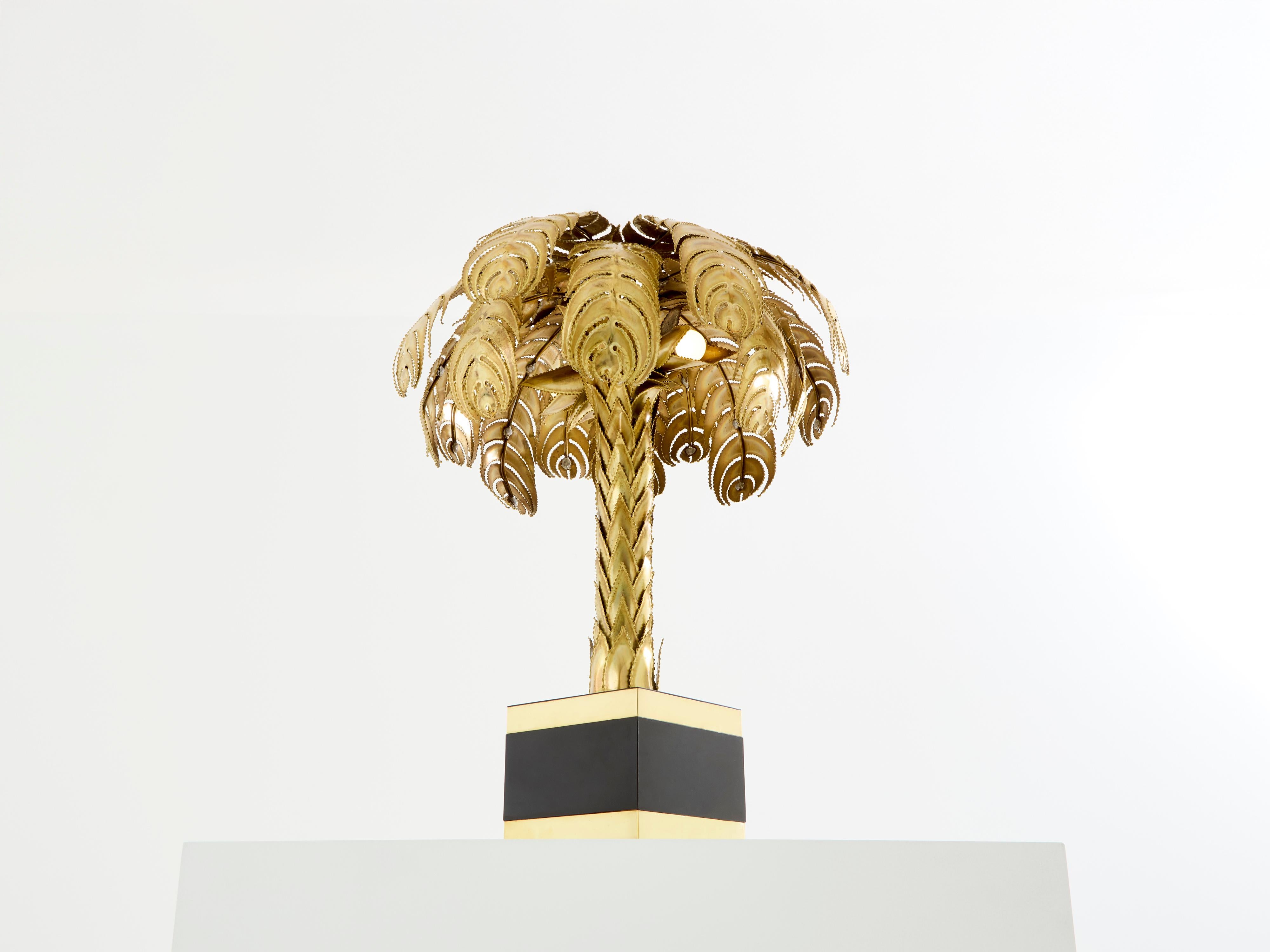 Christian Techoueyres para Maison Jansen Lámpara de palmera de latón años 70 Francés en venta