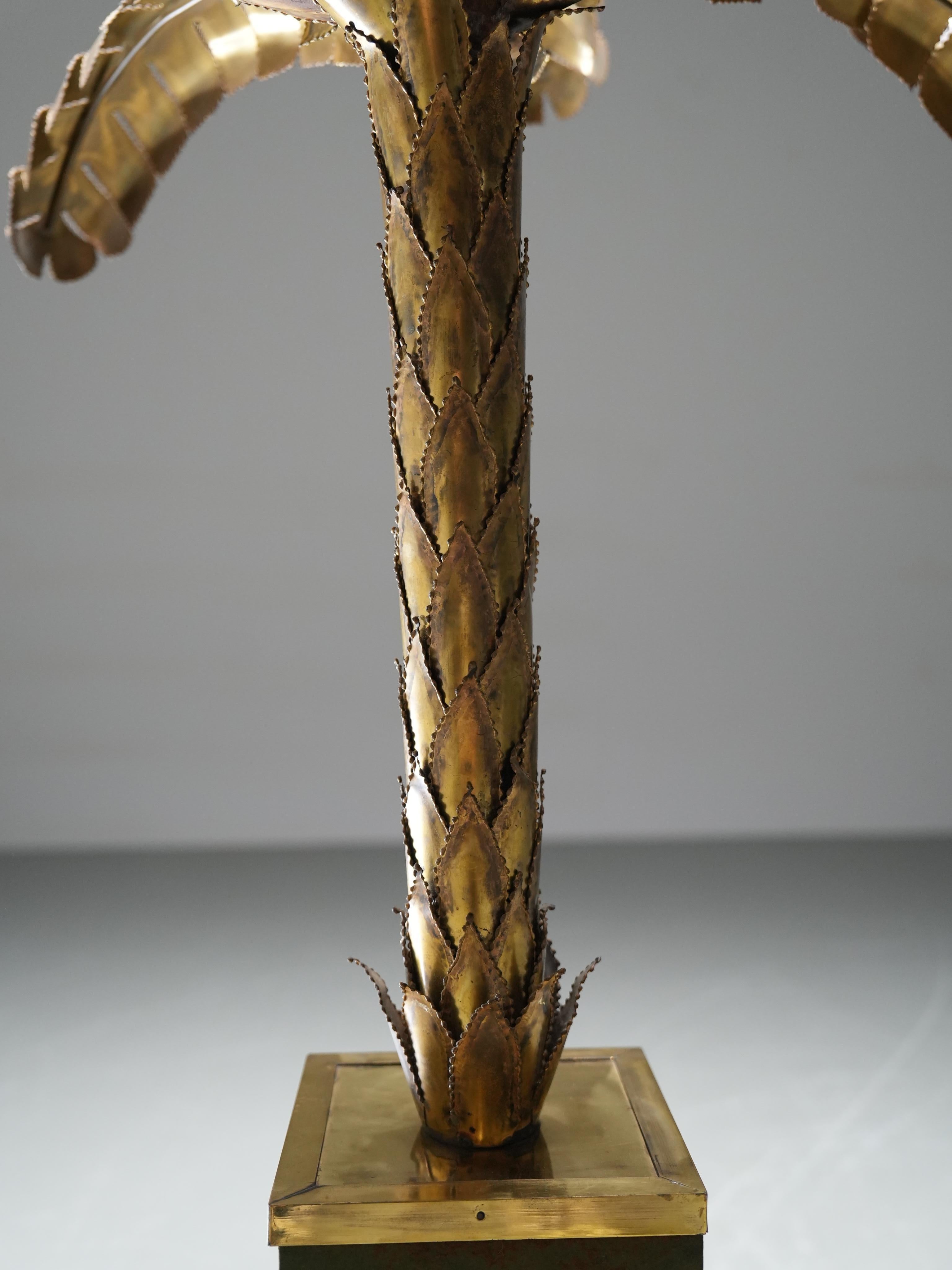 Lámpara de palma de latón Christian Techoueyres para Maison Jansen, Francia, años 70 Francés en venta