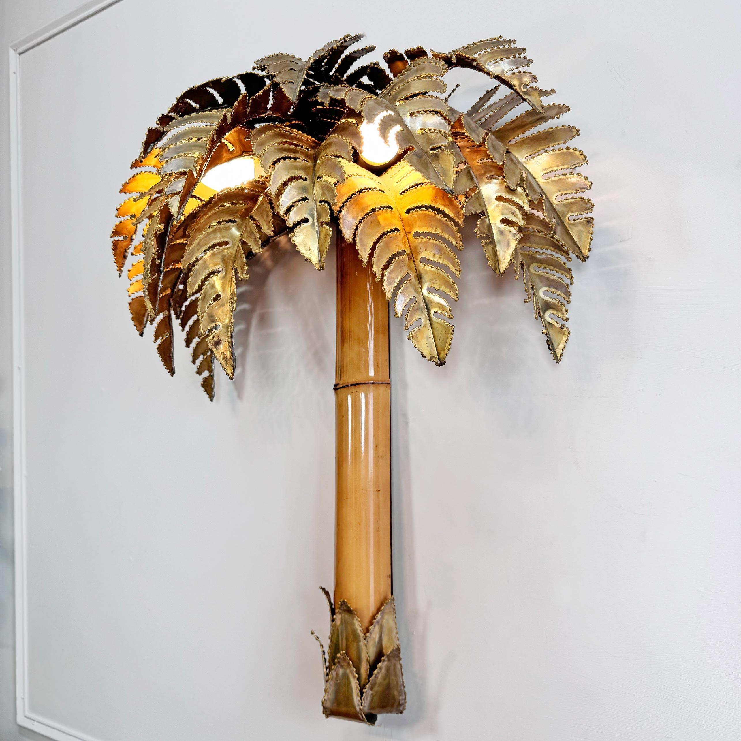 Fin du 20e siècle Applique palmier Christian Techoueyres pour Maison Jansen