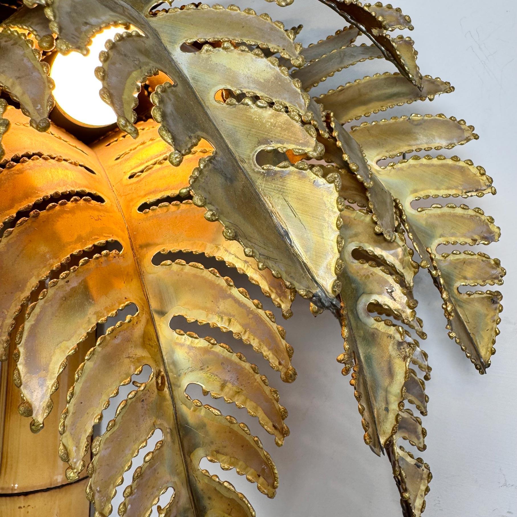Laiton Applique palmier Christian Techoueyres pour Maison Jansen