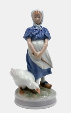 Royal Copenhagen Figure Peasant girl with goose / - The Mother Goose -