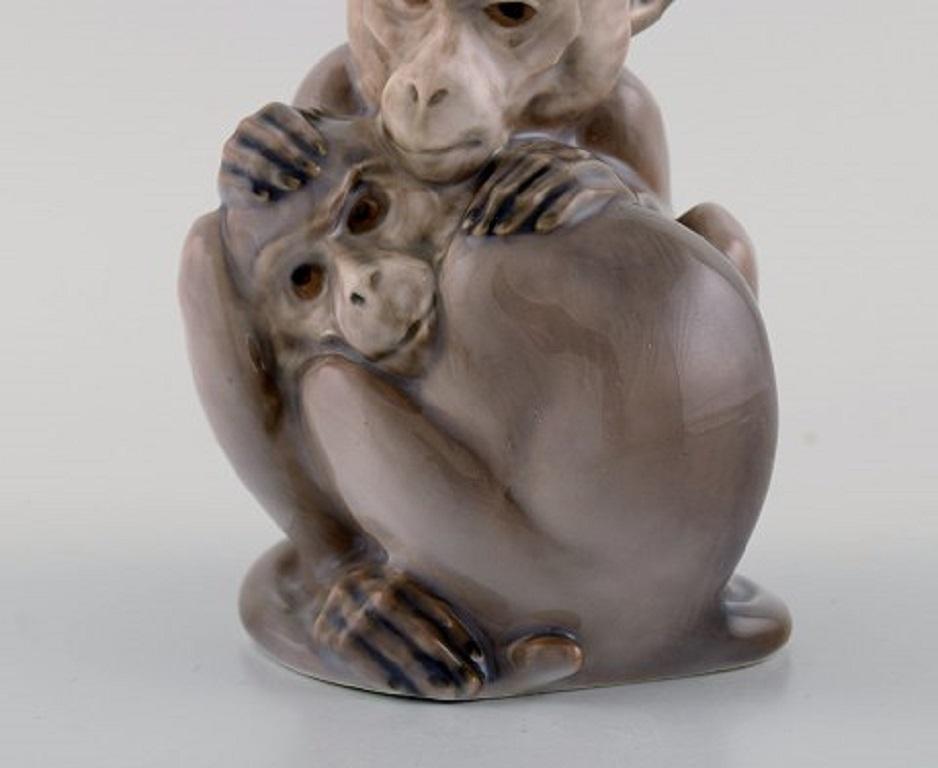 Art Deco Christian Thomsen for Royal Copenhagen, Rare Porcelain Figure, Two Monkeys