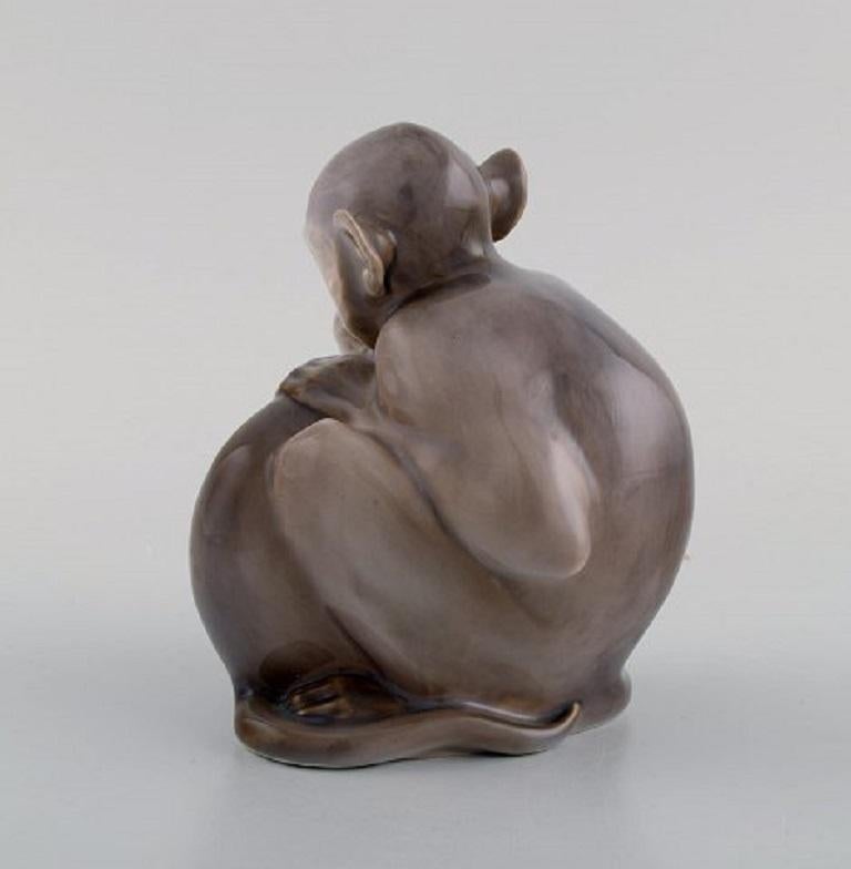 Danish Christian Thomsen for Royal Copenhagen, Rare Porcelain Figure, Two Monkeys