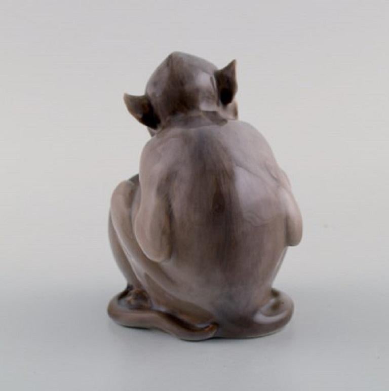 Christian Thomsen for Royal Copenhagen, Rare Porcelain Figure, Two Monkeys 1