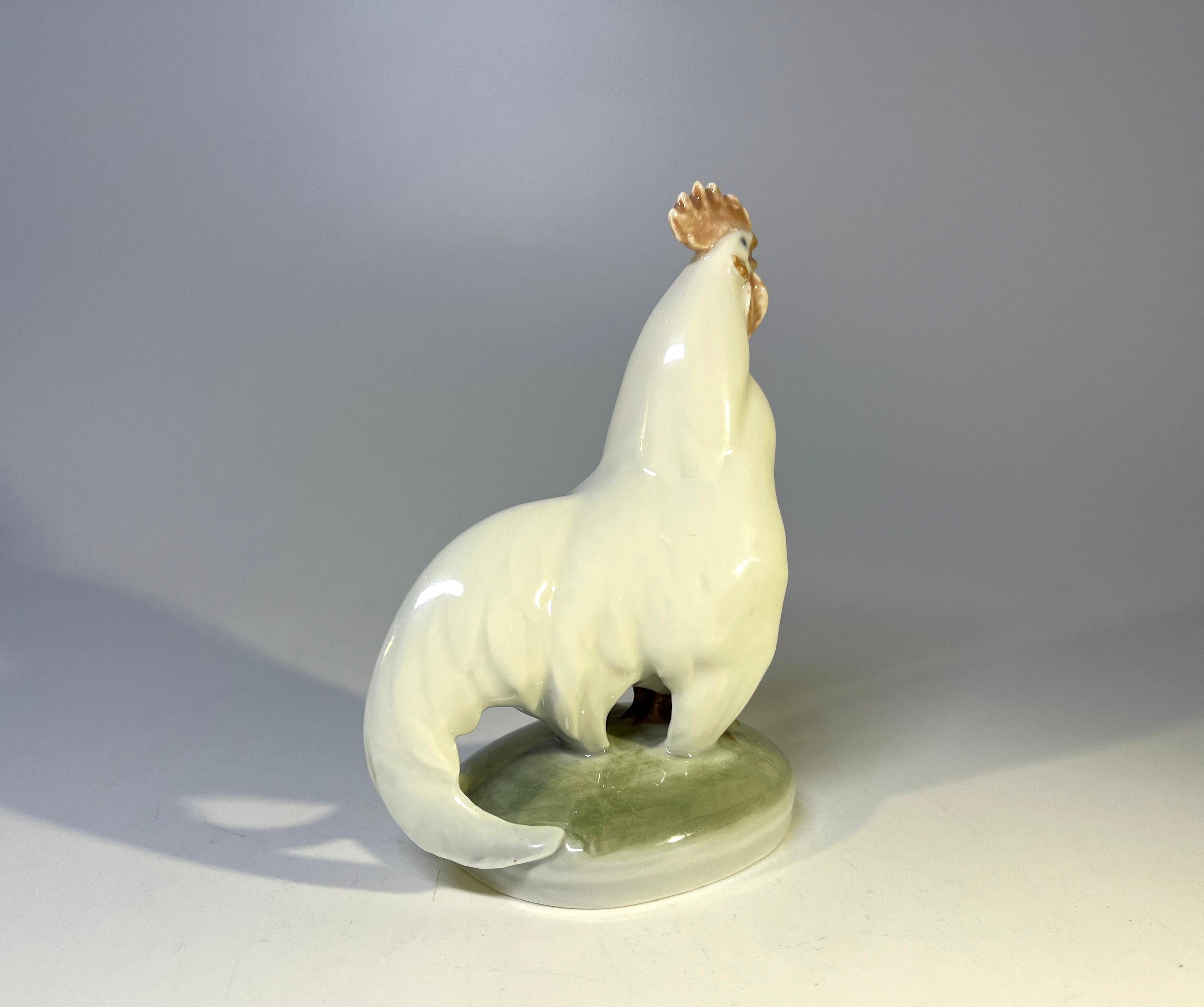 Christian Thomsen, Royal Copenhagen Art Nouveau 1923 Porcelain Cock Rooster In Excellent Condition For Sale In Rothley, Leicestershire