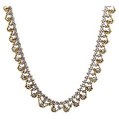 Christian Tse Collier à maillons mailles en or jaune 18 carats et platine texturé avec perles