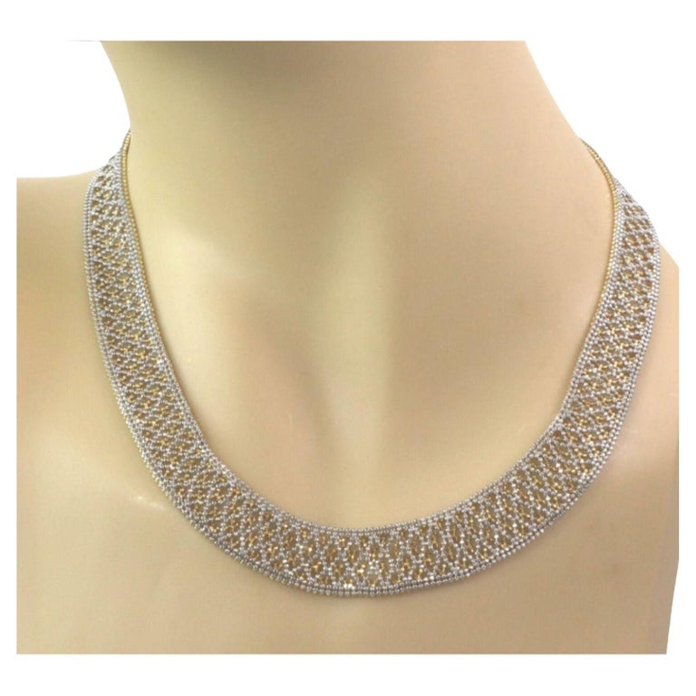 Christian Tse Platinum 18k Yellow Gold Reversible Wide Mesh Collar