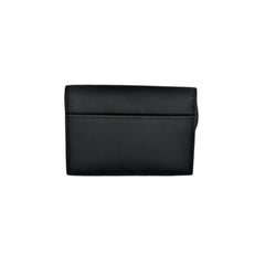 Christian Ultra Matte Black Calfskin Saddle Flap Card Holder