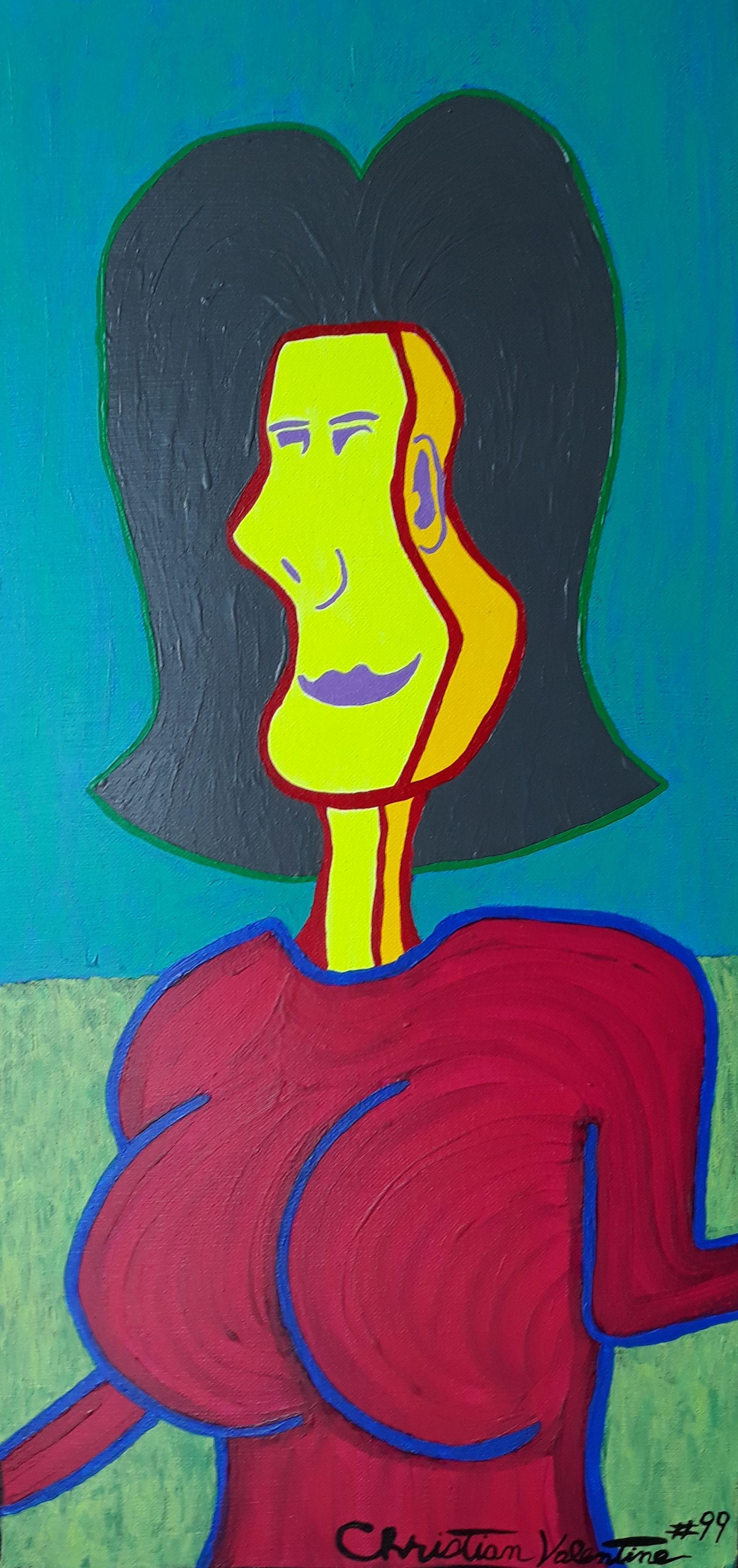 Christian Valentine Abstract Painting - Lady in the park, Painting, Acrylic on Canvas