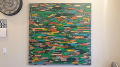 Peinture, acrylique sur toile, orange et vert