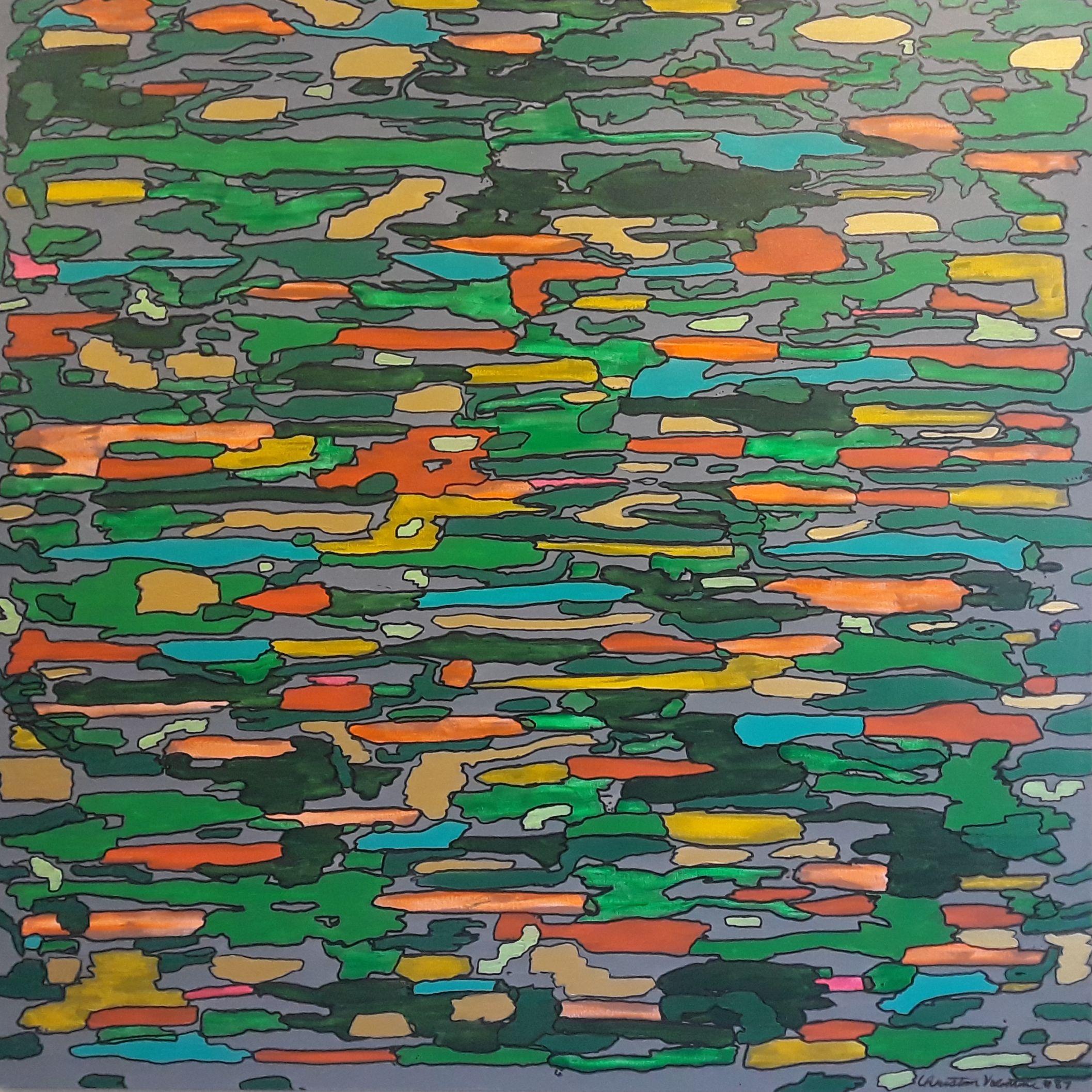 Christian Valentine Abstract Painting - Orange + Green, Painting, Acrylic on Canvas