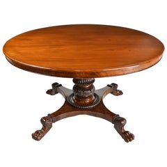 Christian VIII Round Foyer Table with Center Pedestal in Mahogany, circa 1830