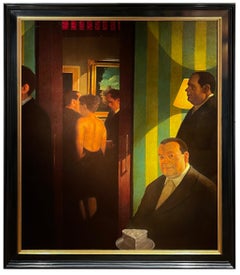 The Clientele, Provocative Figurative Oil Painting, Large Scale, Framed