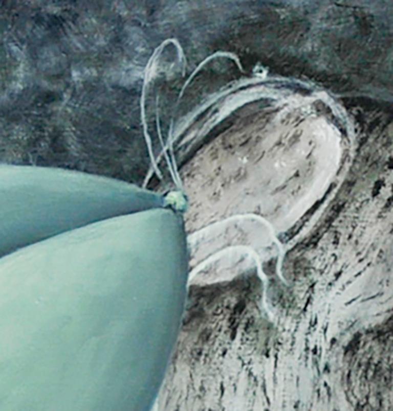 Mariposa Bebiendo Agua - Gris Figurative Painting par Christian Wedel