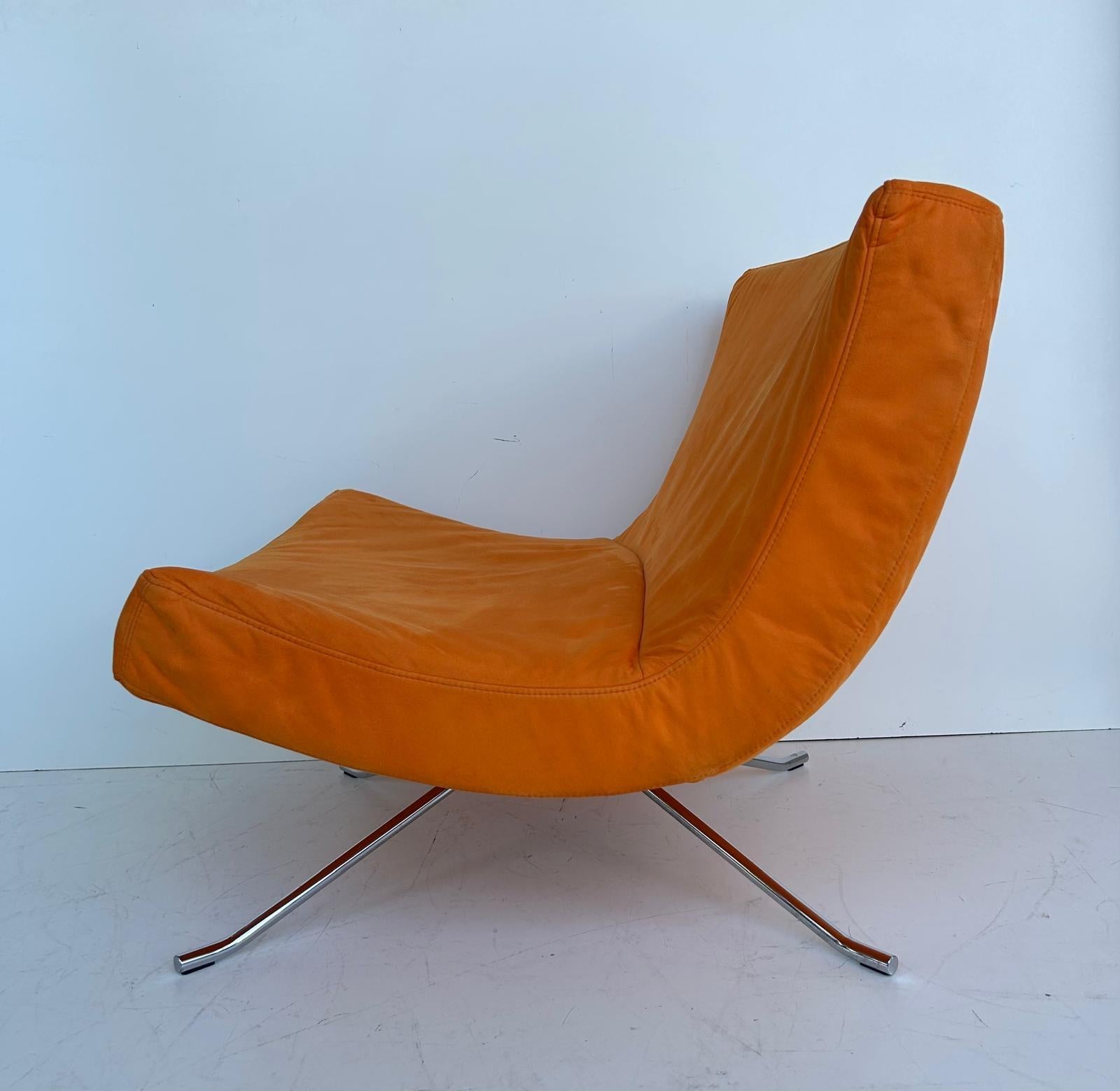 Christian Werner Ligne Roset 'Pop' Lounge Chair with Orange Ultrasuede  For Sale 3