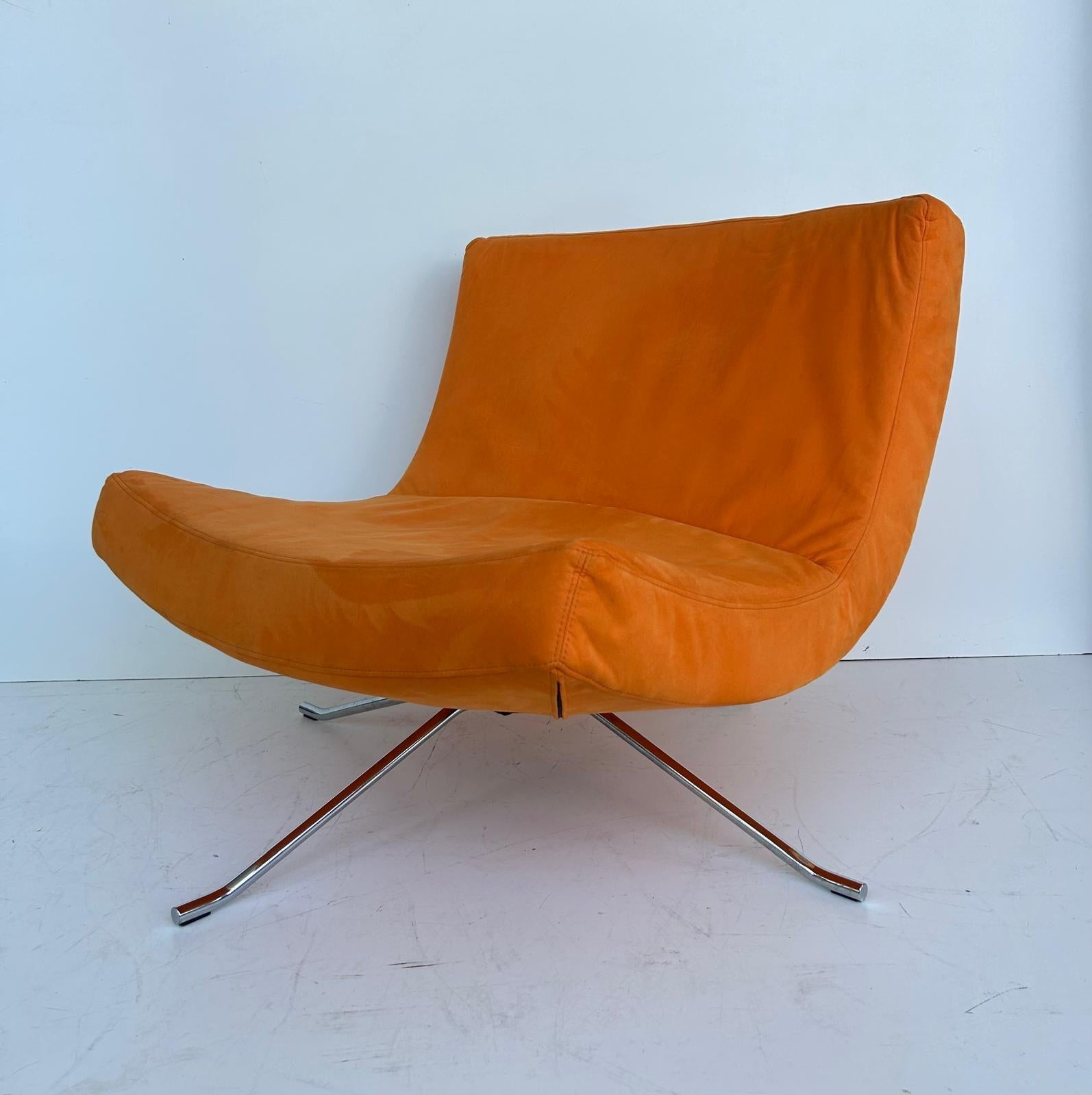 Christian Werner Ligne Roset 'Pop' Lounge Chair with Orange Ultrasuede  For Sale 4