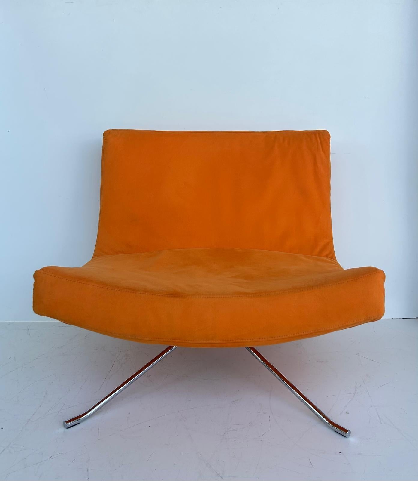 Modern Christian Werner Ligne Roset 'Pop' Lounge Chair with Orange Ultrasuede  For Sale