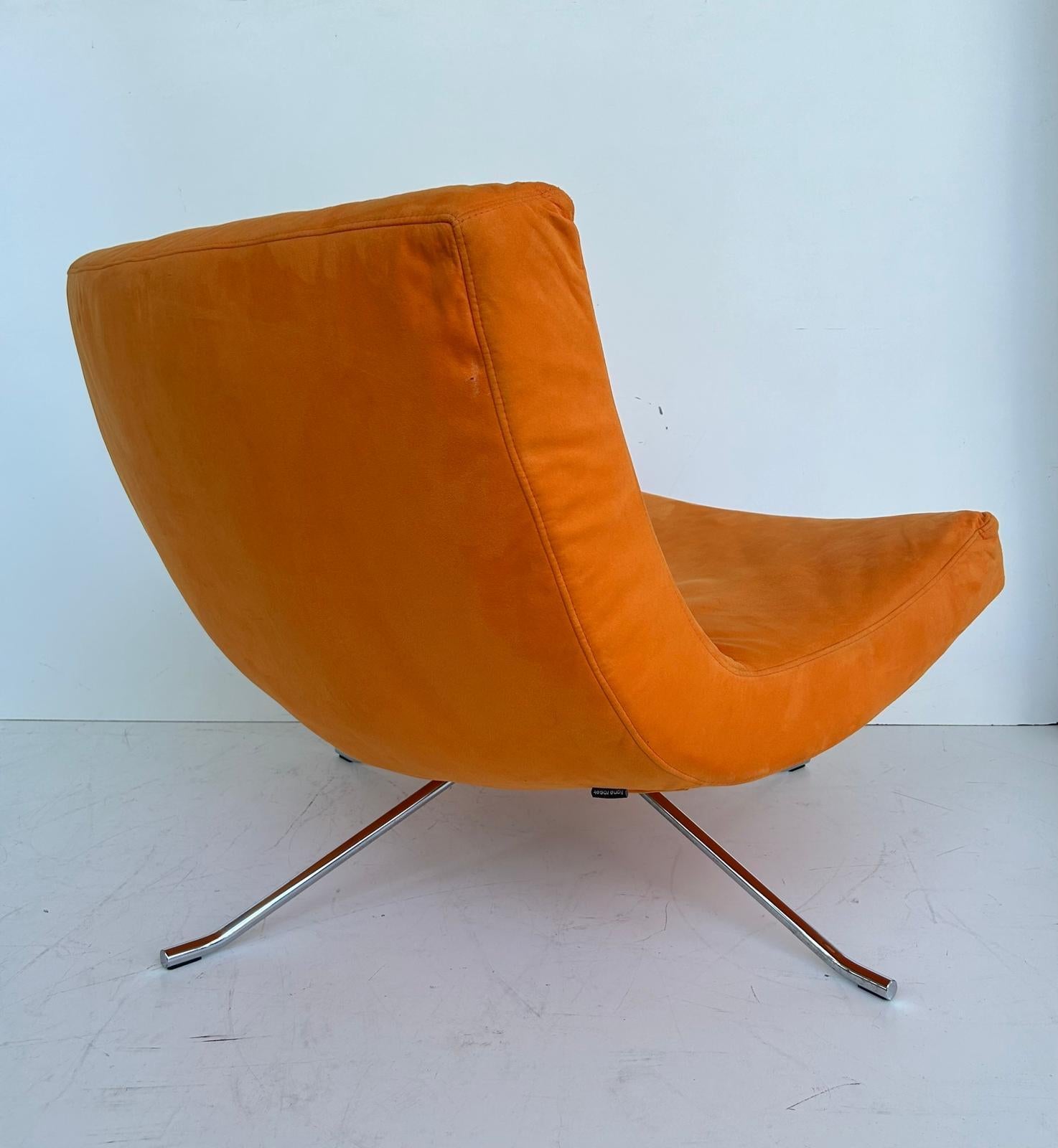 Contemporary Christian Werner Ligne Roset 'Pop' Lounge Chair with Orange Ultrasuede  For Sale