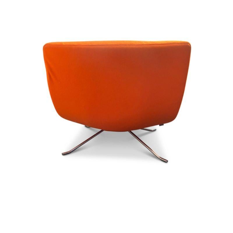 Mid-Century Modern Christian Werner Lounge Chair Supported by Chromed Feet in Orange Ligne Roset For Sale