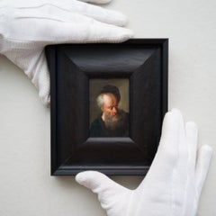 Antique Portrait of a Bearded Man, Credit Card Size, Miniature, Oil on Paper