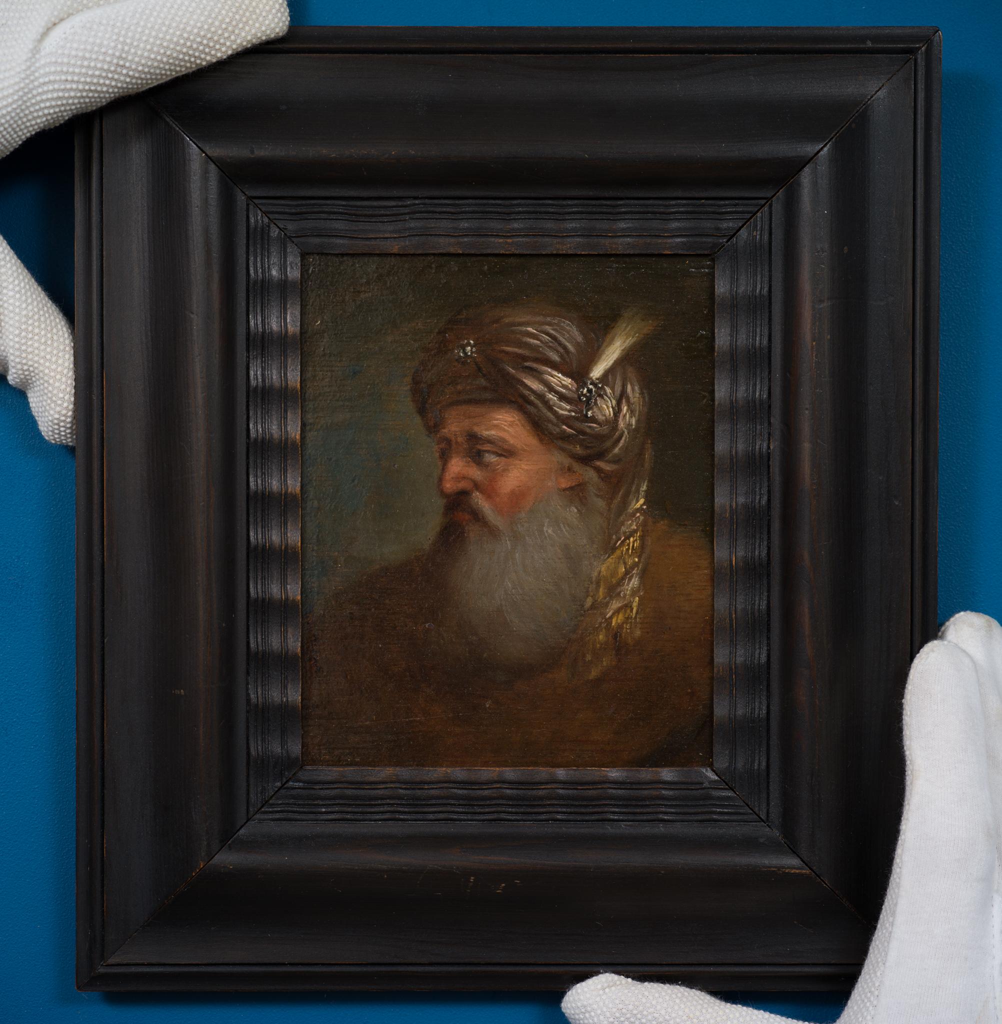 Portrait of a Man with a Turban - Painting by Christian Wilhelm Ernst Dietrich