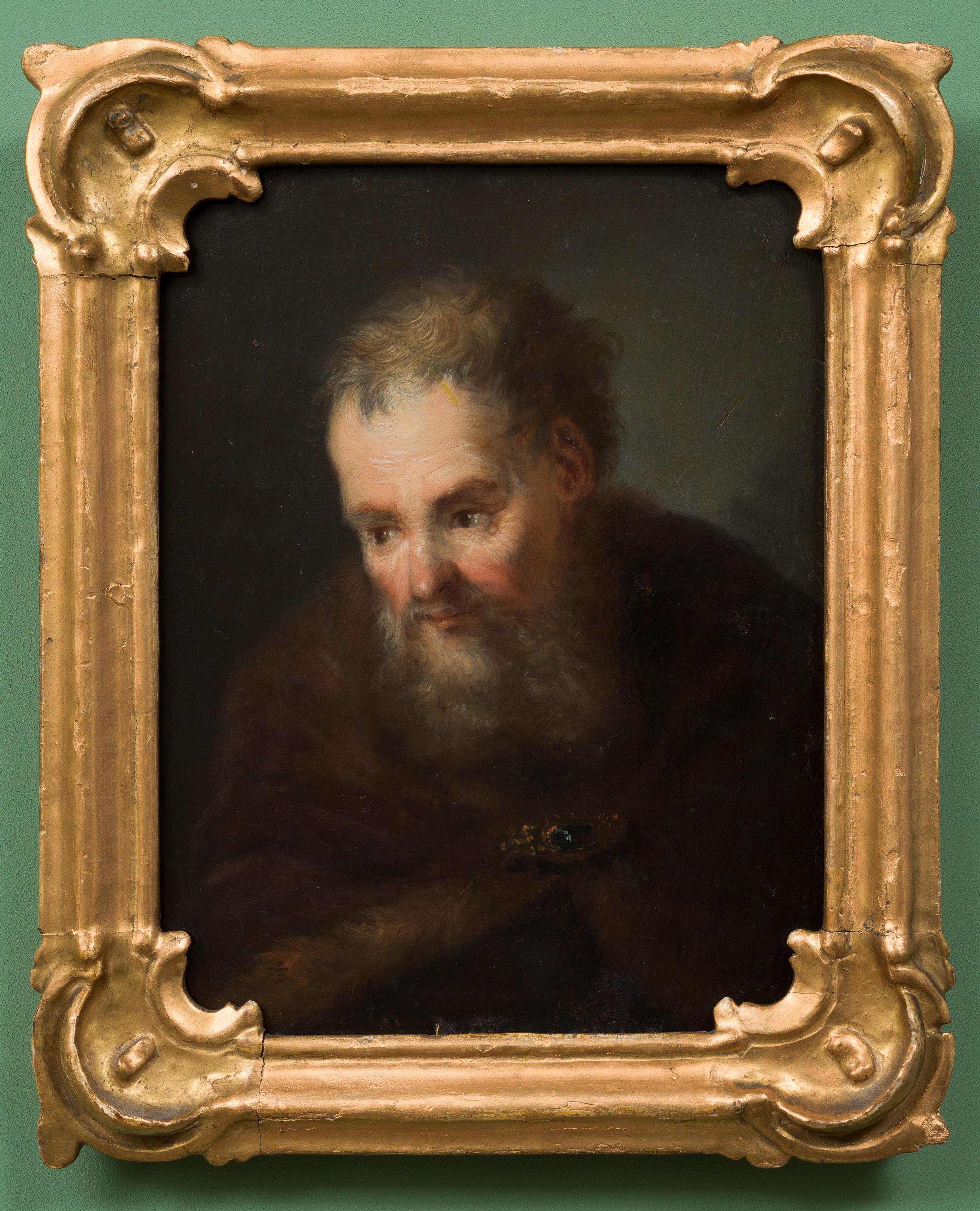 Portrait of a Old Bearded Man, German School from the 1700s - Painting by Christian Wilhelm Ernst Dietrich