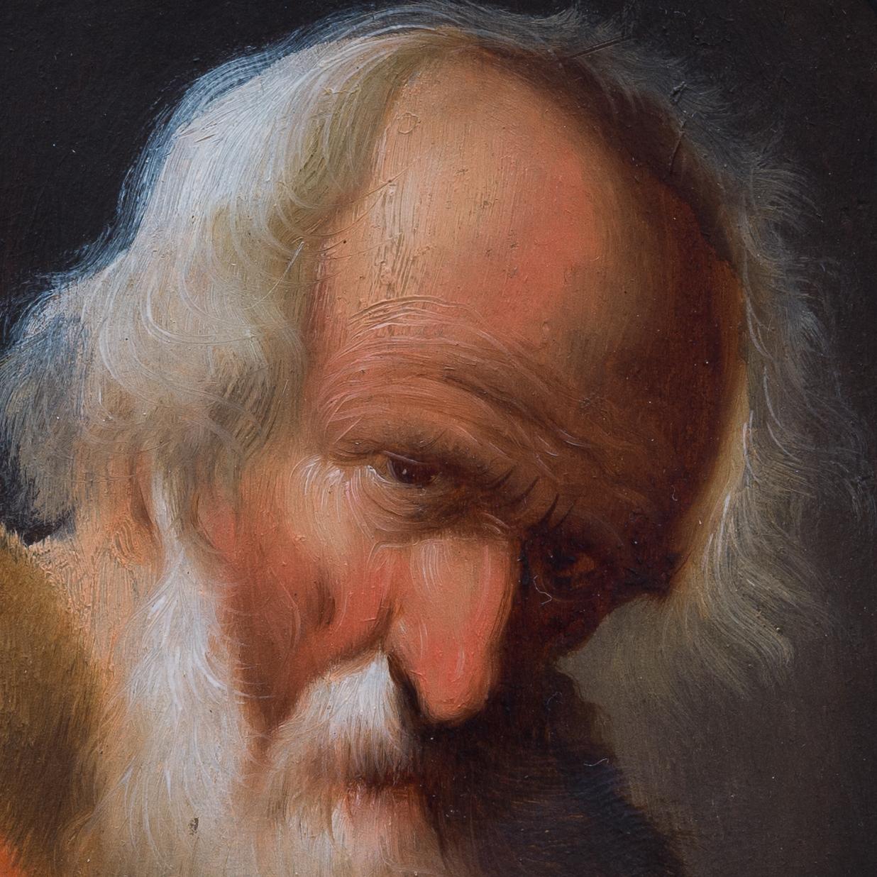 Step into the timeless world of art with this enchanting portrait hailing from the circle of Christian Wilhelm Ernst Dietrich (1712-1774), expertly crafted during the 19th century. This captivating portrait portrays the essence of an elderly man,