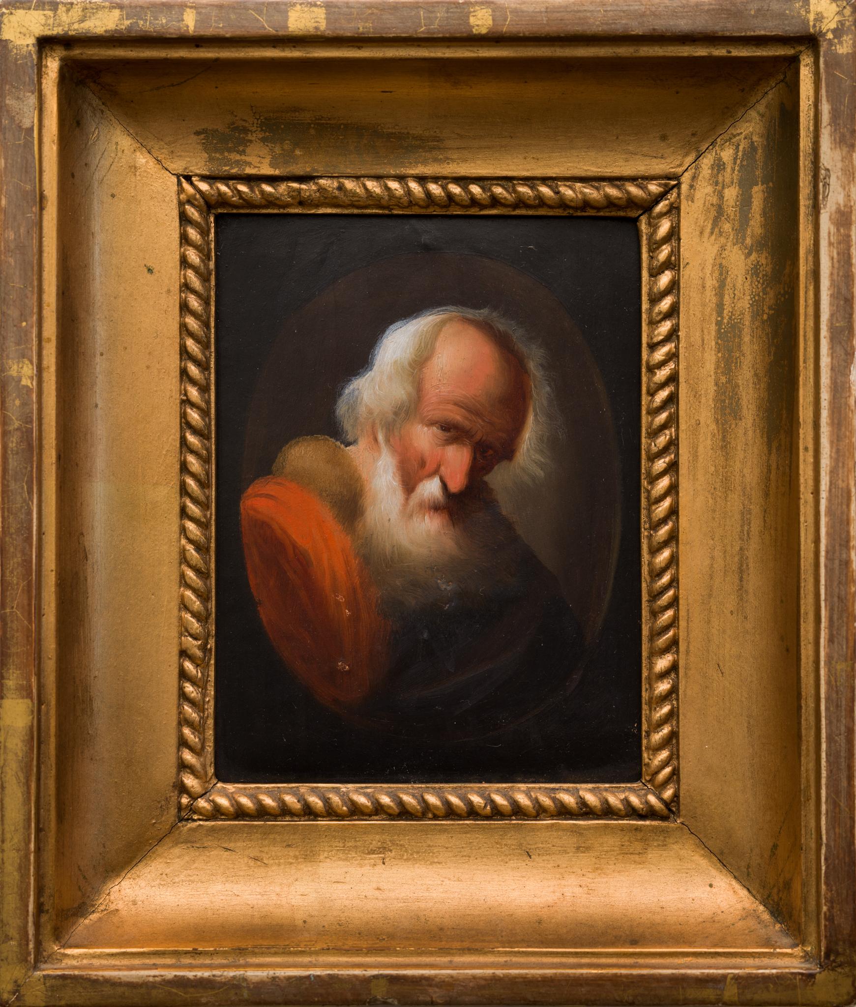Christian Wilhelm Ernst Dietrich Figurative Painting - Portrait of an Old Man. Gold Frame Included