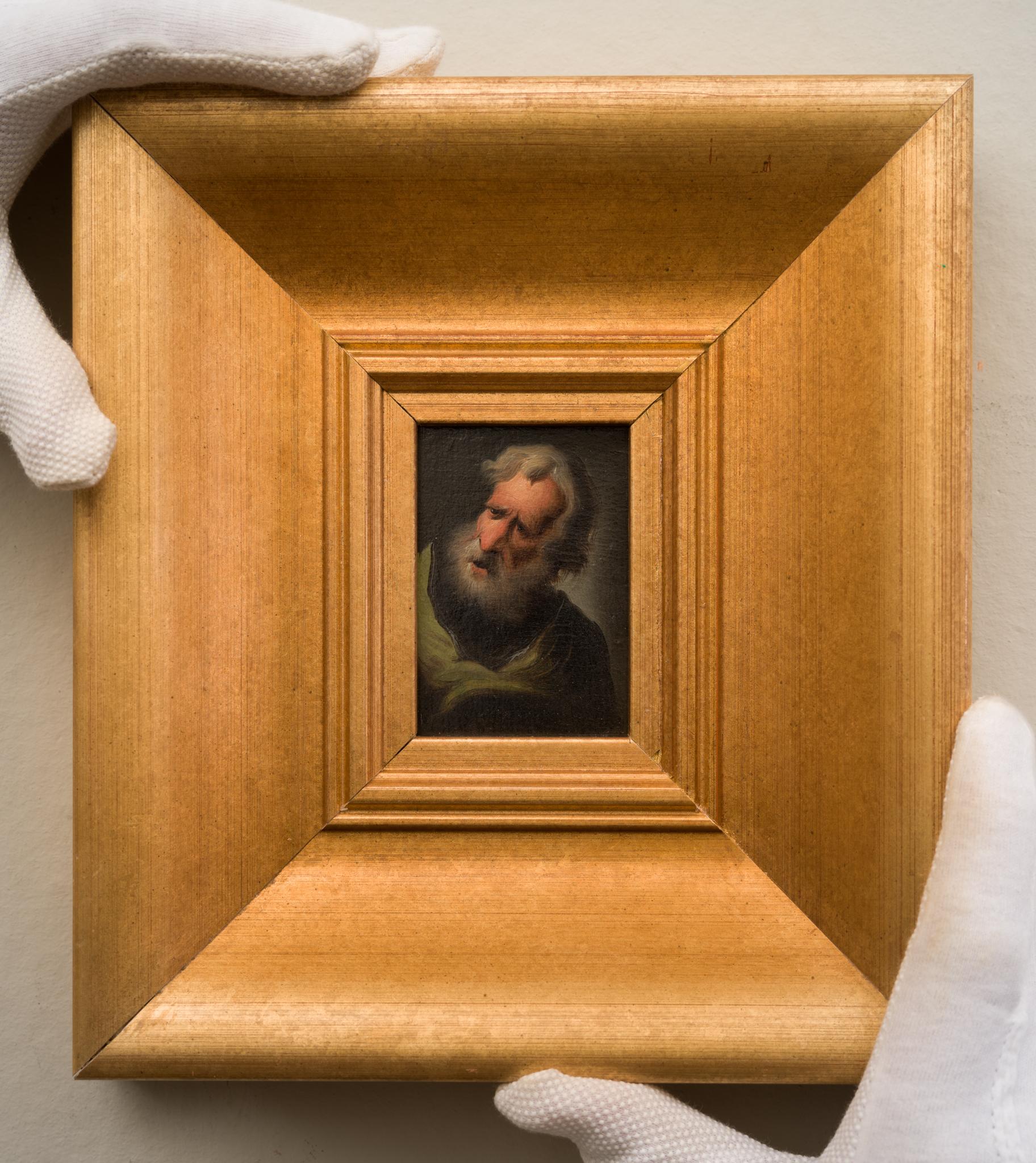  The Traveler's Treasure: A Miniature Portrait - Realist Painting by Christian Wilhelm Ernst Dietrich