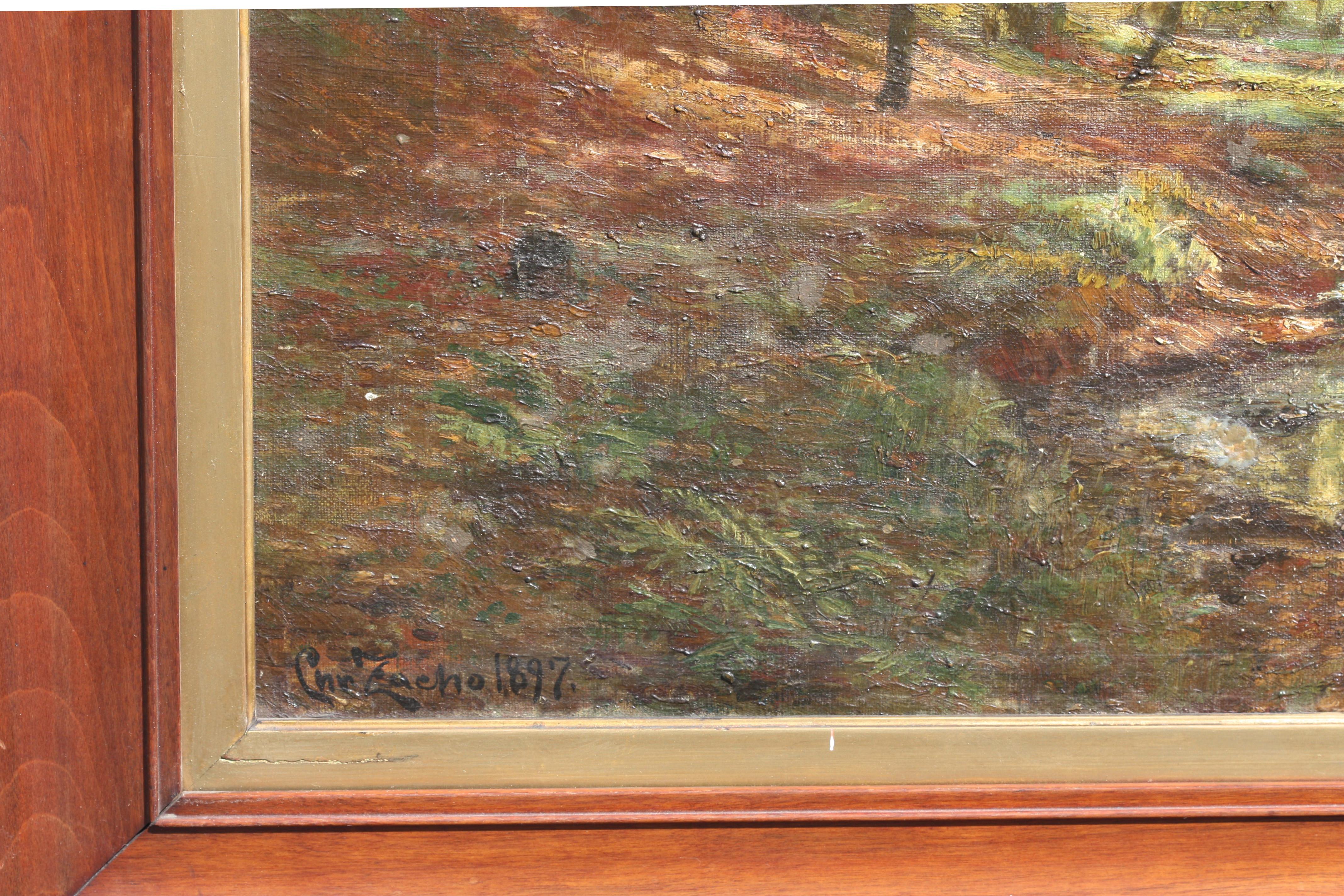 Christian Zacho '1843-1913' Peter Morch Christian Zacho „eine sonnenbeschienenene Treppe“ (Leinwand) im Angebot