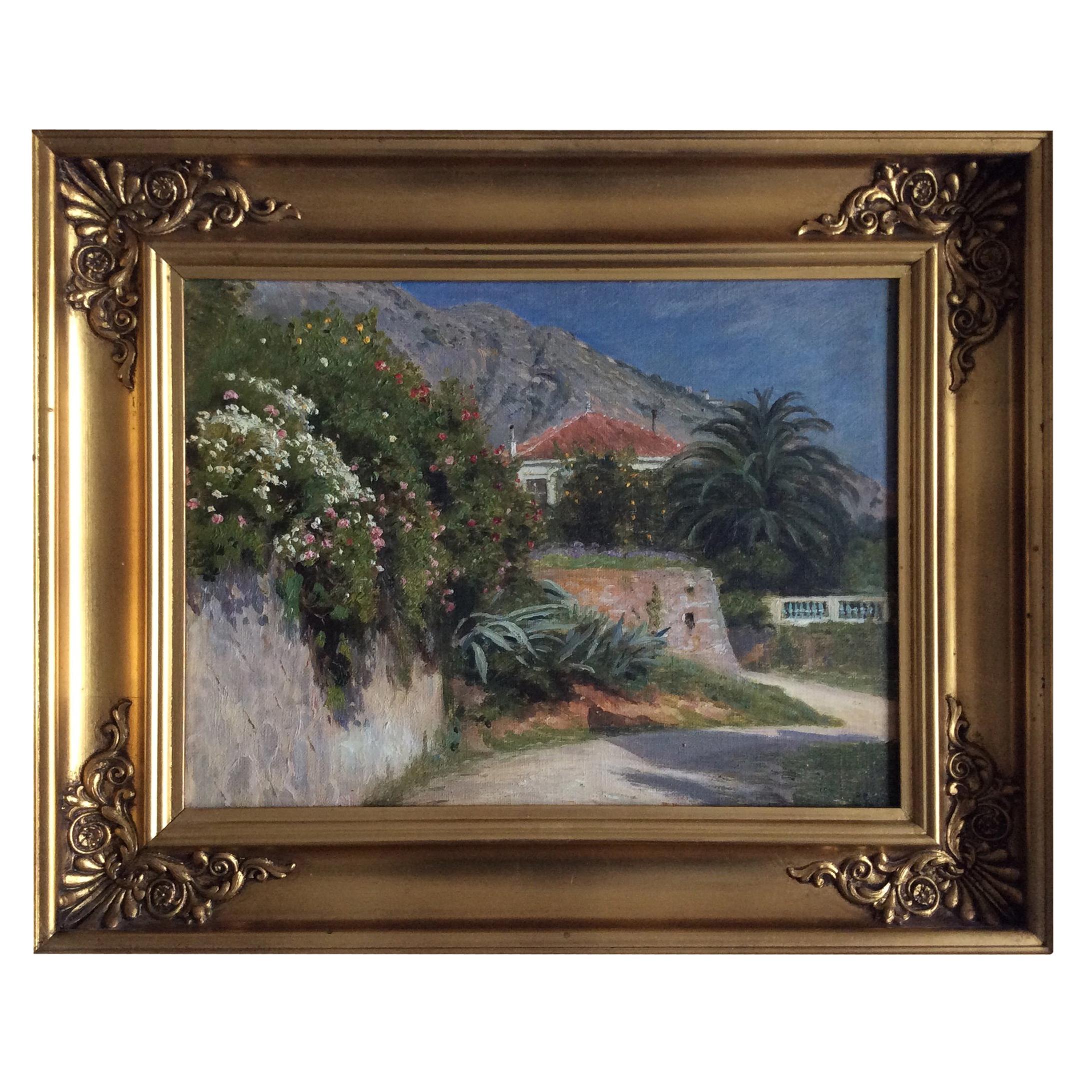 Christian Zacho painting from around Menton, France For Sale