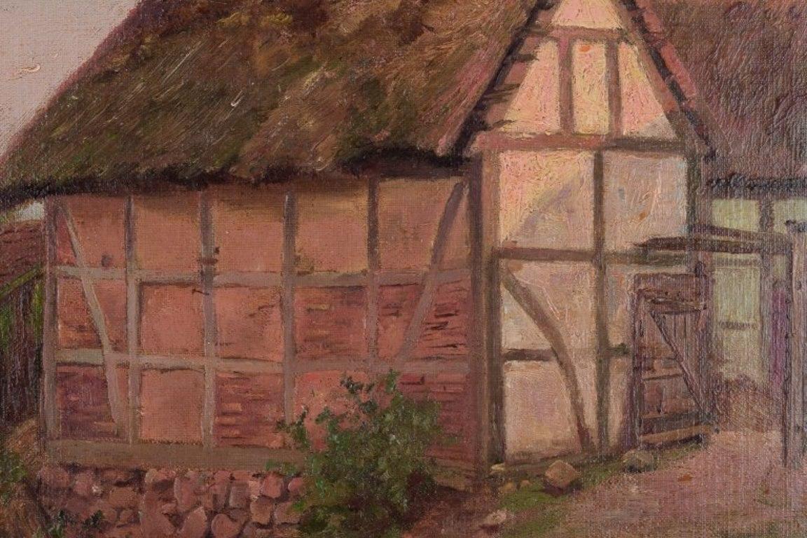 Late 19th Century Christian Zacho, well listed Danish artist. Oil / board. Danish summer landscape For Sale