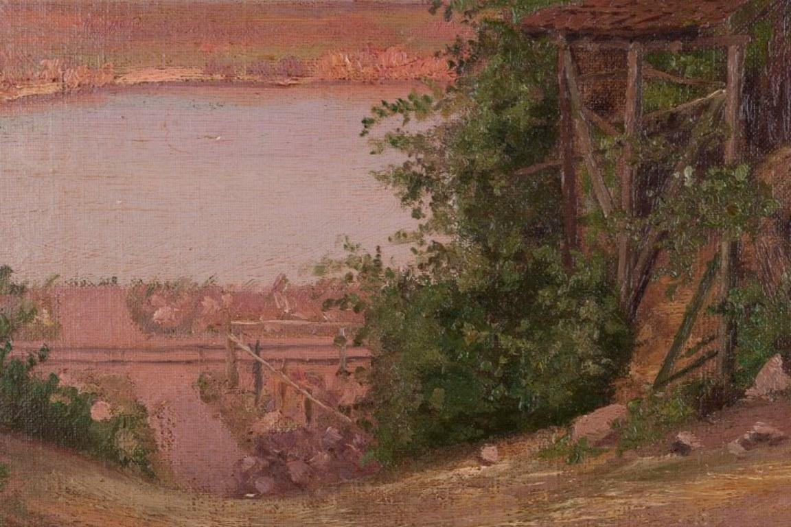 Canvas Christian Zacho, well listed Danish artist. Oil / board. Danish summer landscape For Sale