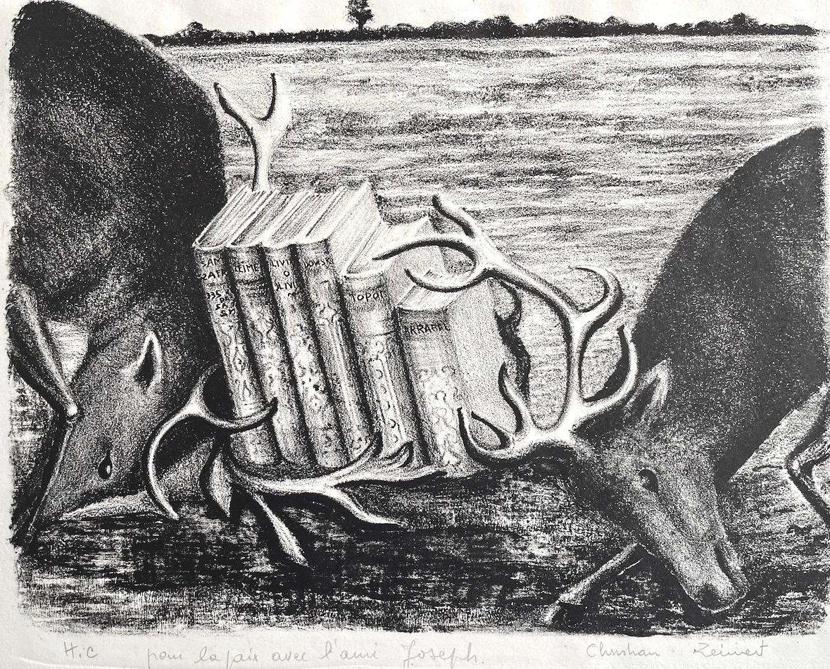 Animal Print di Christian Zeimert - COUPS DE TÊTE Litografia firmata, Gruppo surrealista, Movimento di panico Arrabal, Topor