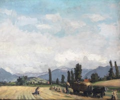 Vintage Geneva countryside landscape, view of the Môle