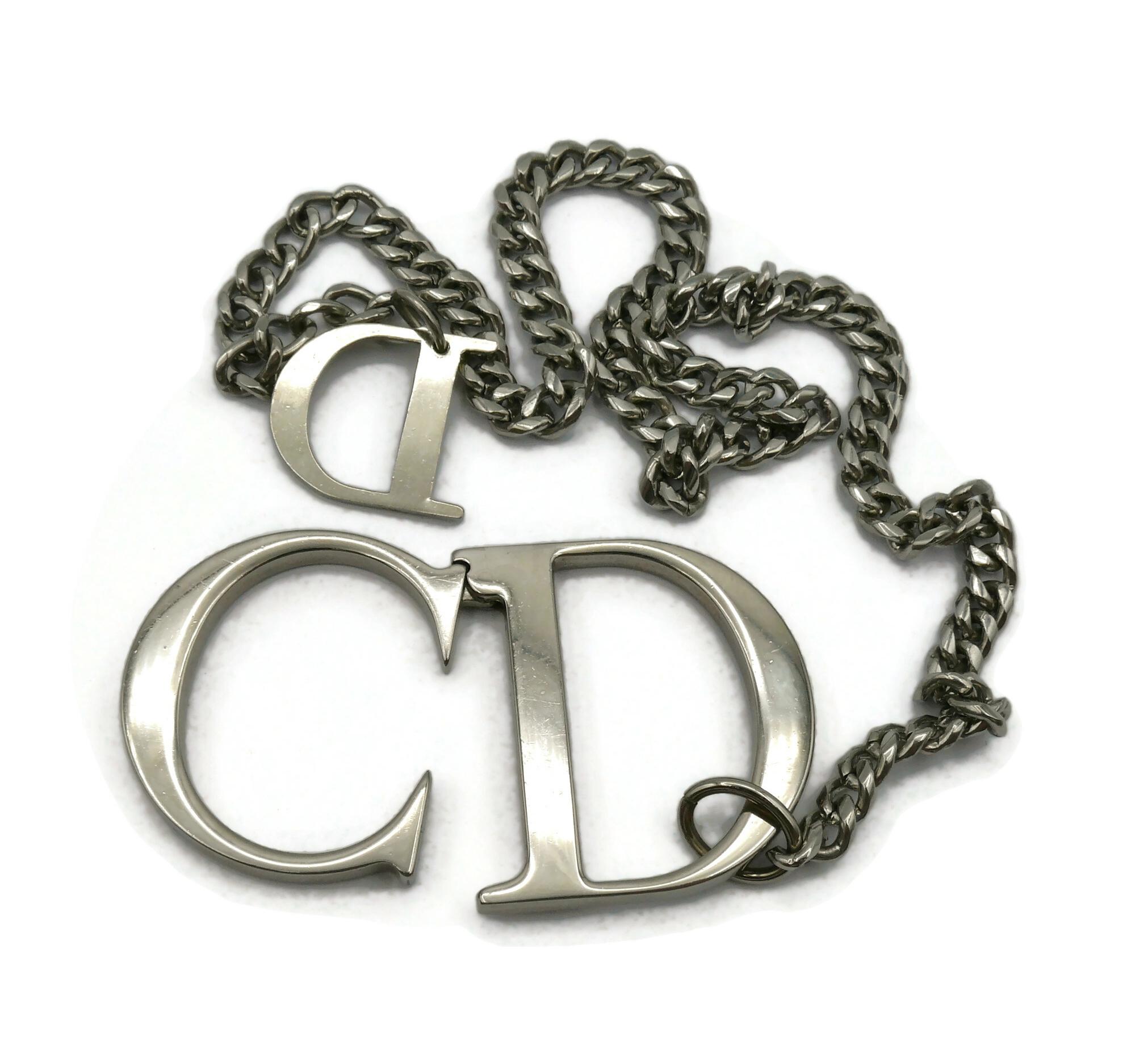 CHRISTIAND DIOR by JOHN GALLIANO Silver Tone CD Chain Necklace For Sale 3