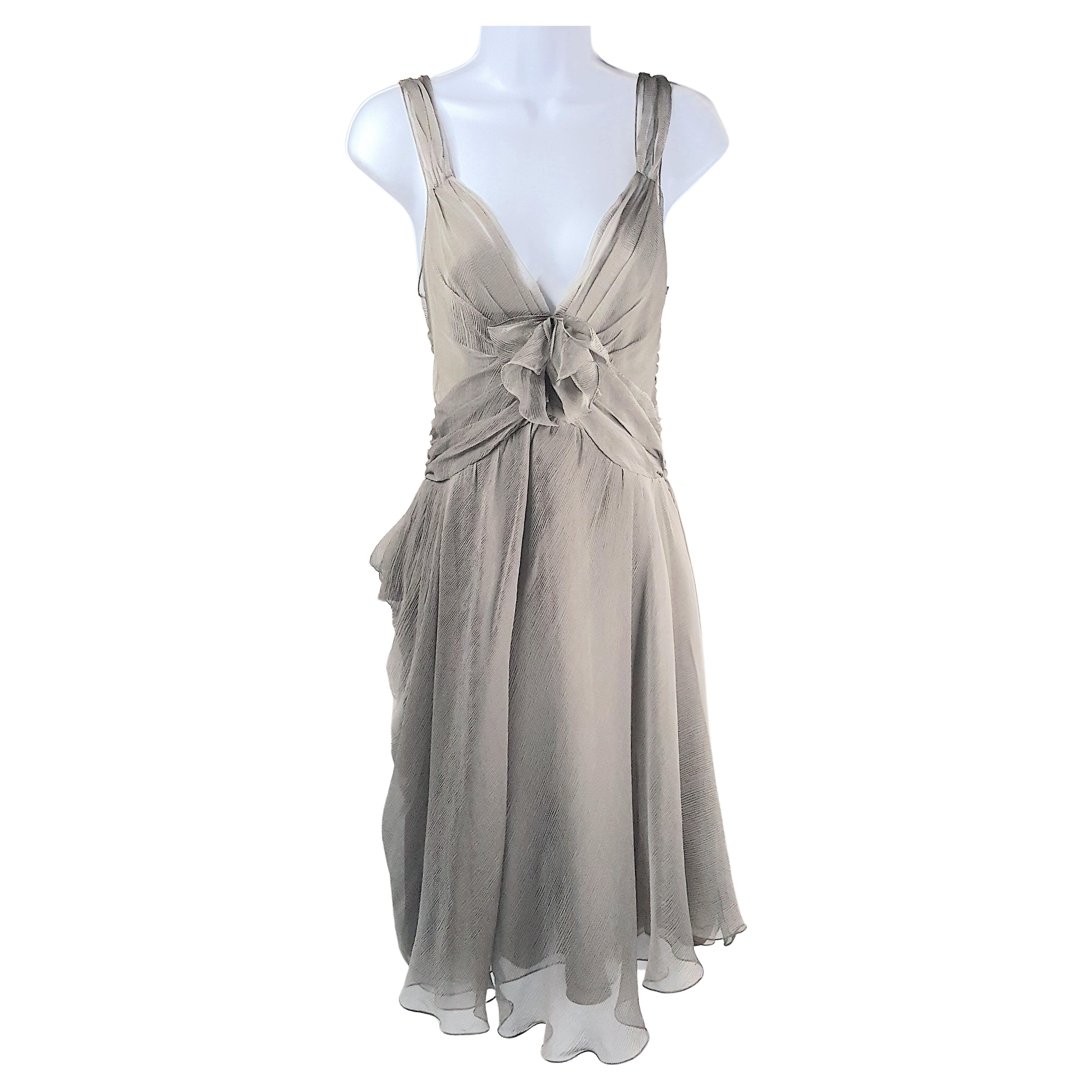 JohnGalliano 1stYearChristianDior Ballerina Seide Georgette Mehrlagiges Kleid mit Schrägschnitt aus Seide Damen im Angebot