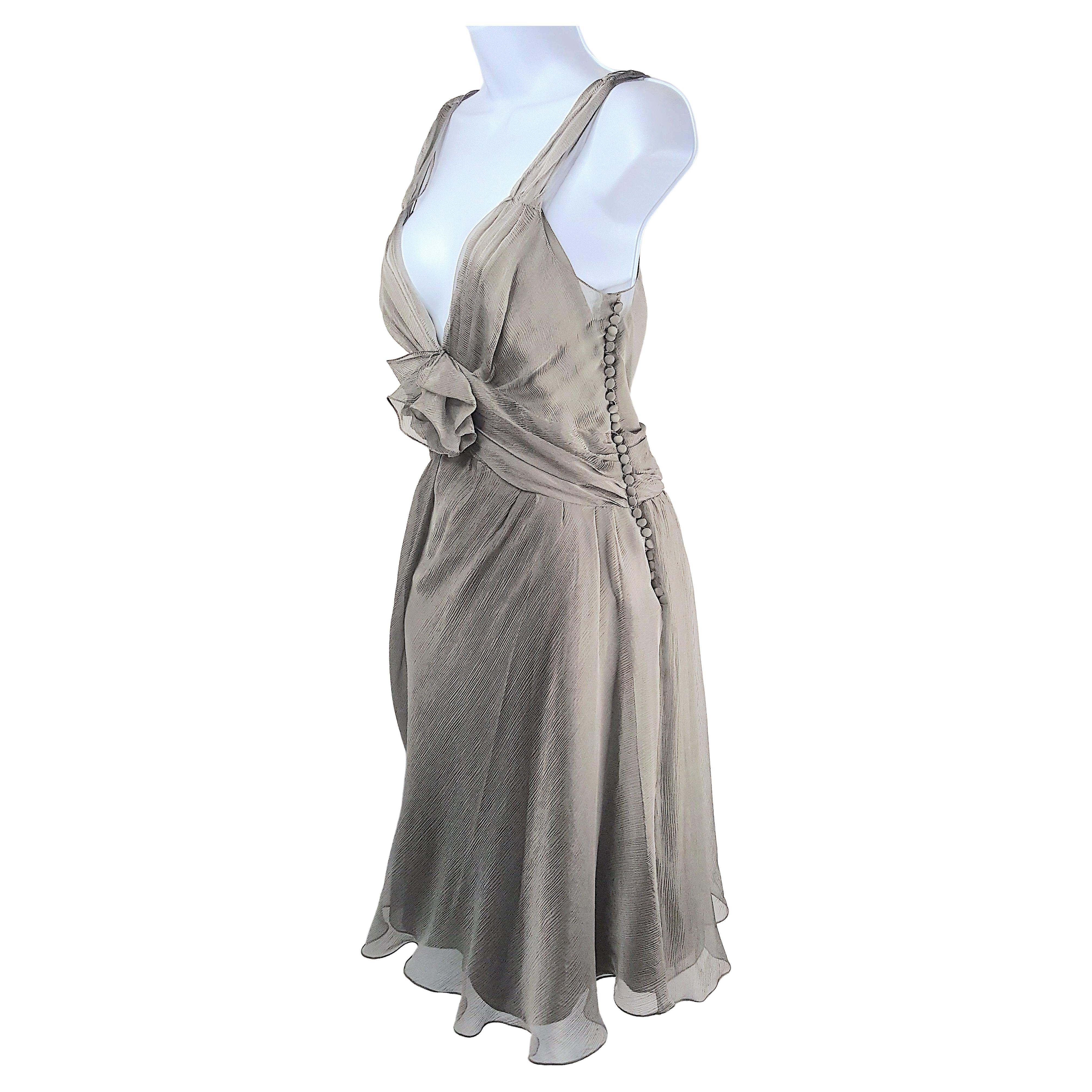 JohnGalliano 1stYearChristianDior - Robe de ballerine en géorgette de soie superposée coupée en biais en vente
