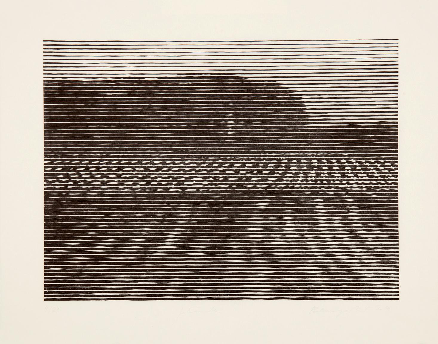 Gelände - Contemporáneo, Xilografía, Paisaje, Blanco y Negro