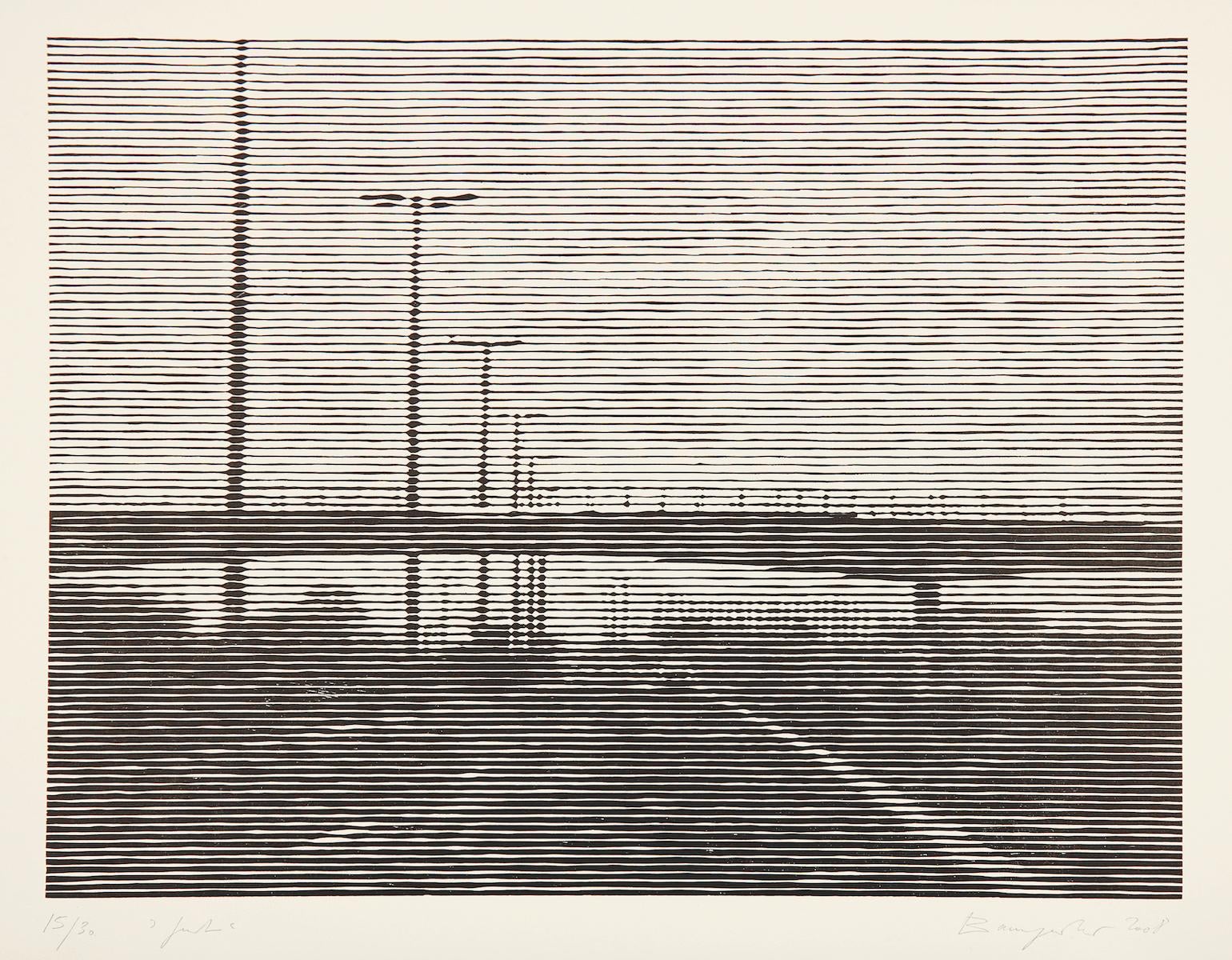 Gent - Contemporáneo, xilografía, paisaje, blanco y negro