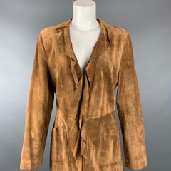 CHRISTIANE CELLE Size S Tan Suede Ruffled Coat