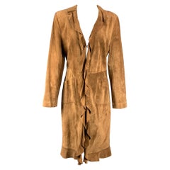 CHRISTIANE CELLE Size S Tan Suede Ruffled Coat