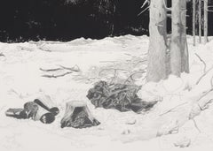 C. G. Schmidt, Schneise 1, gravure sur bois avec dessin au crayon d'un clearing de forêt