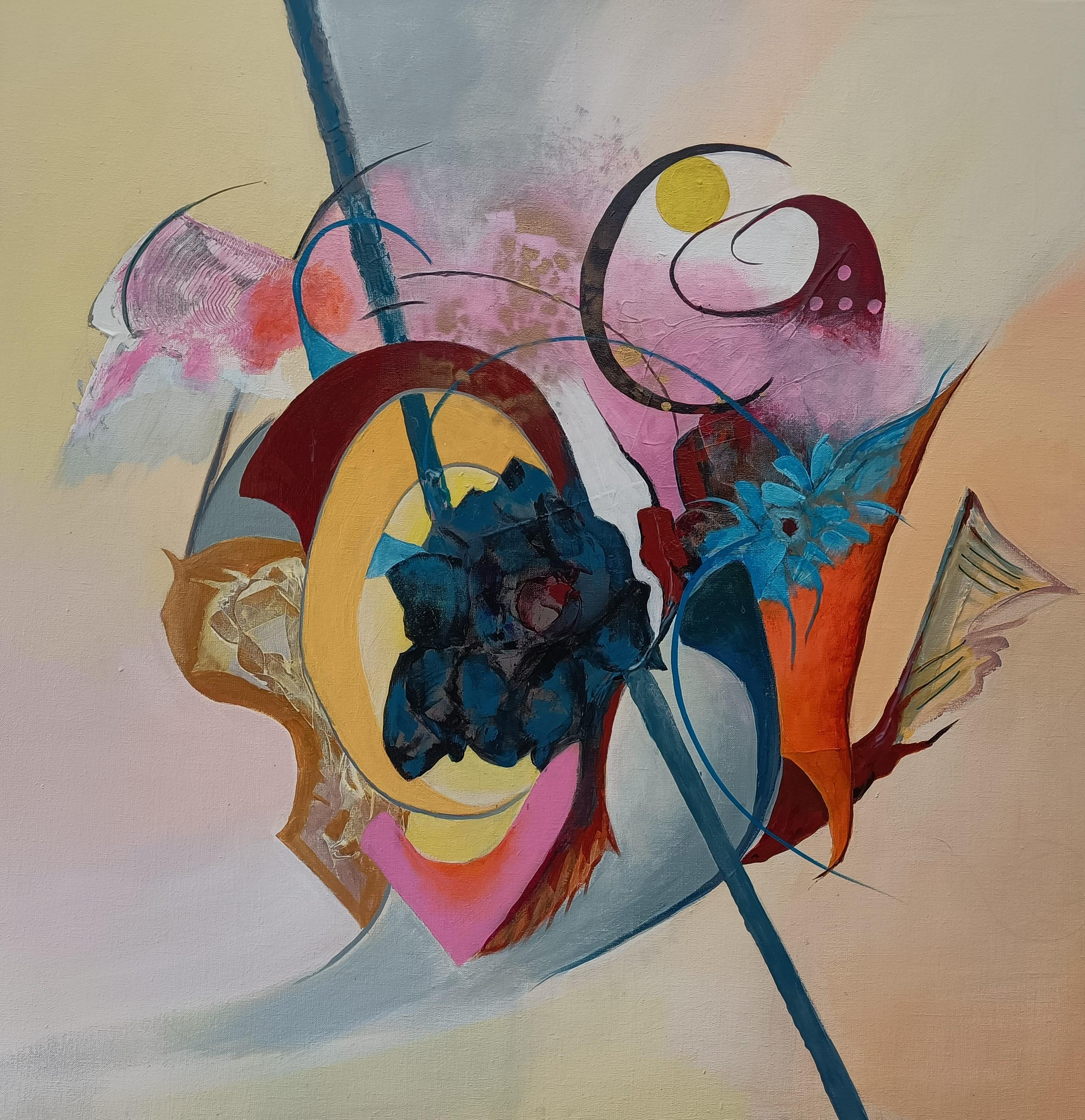 Abstract Painting Christiane Hess  - Art contemporain français de Christiane HESS - Chasseur De Lune