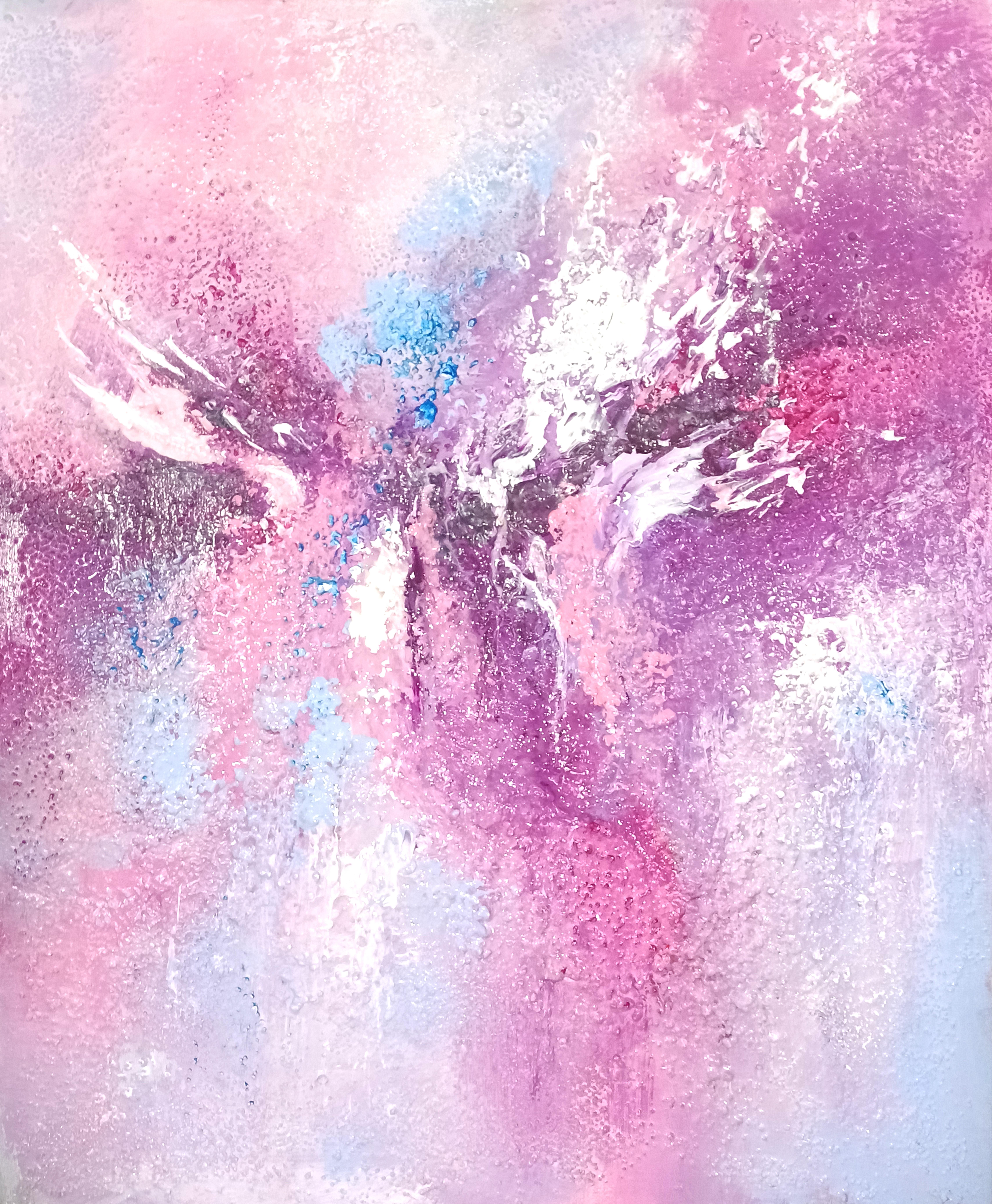 Christiane Hess  Abstract Painting – Zeitgenössische französische Kunst von Christiane HESS - Diamant Rose