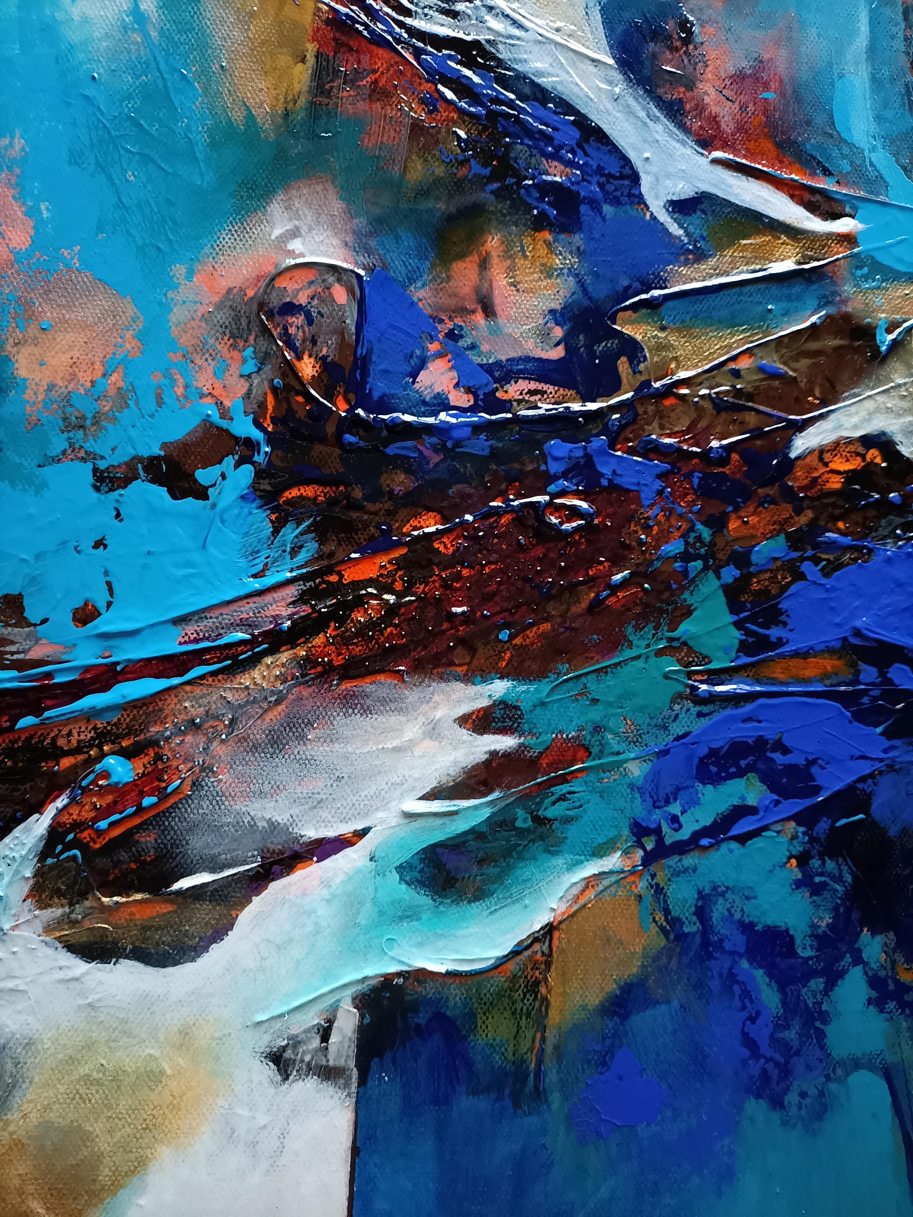Zeitgenössische französische Kunst von Christiane Hess - Flamme Bleue im Angebot 1