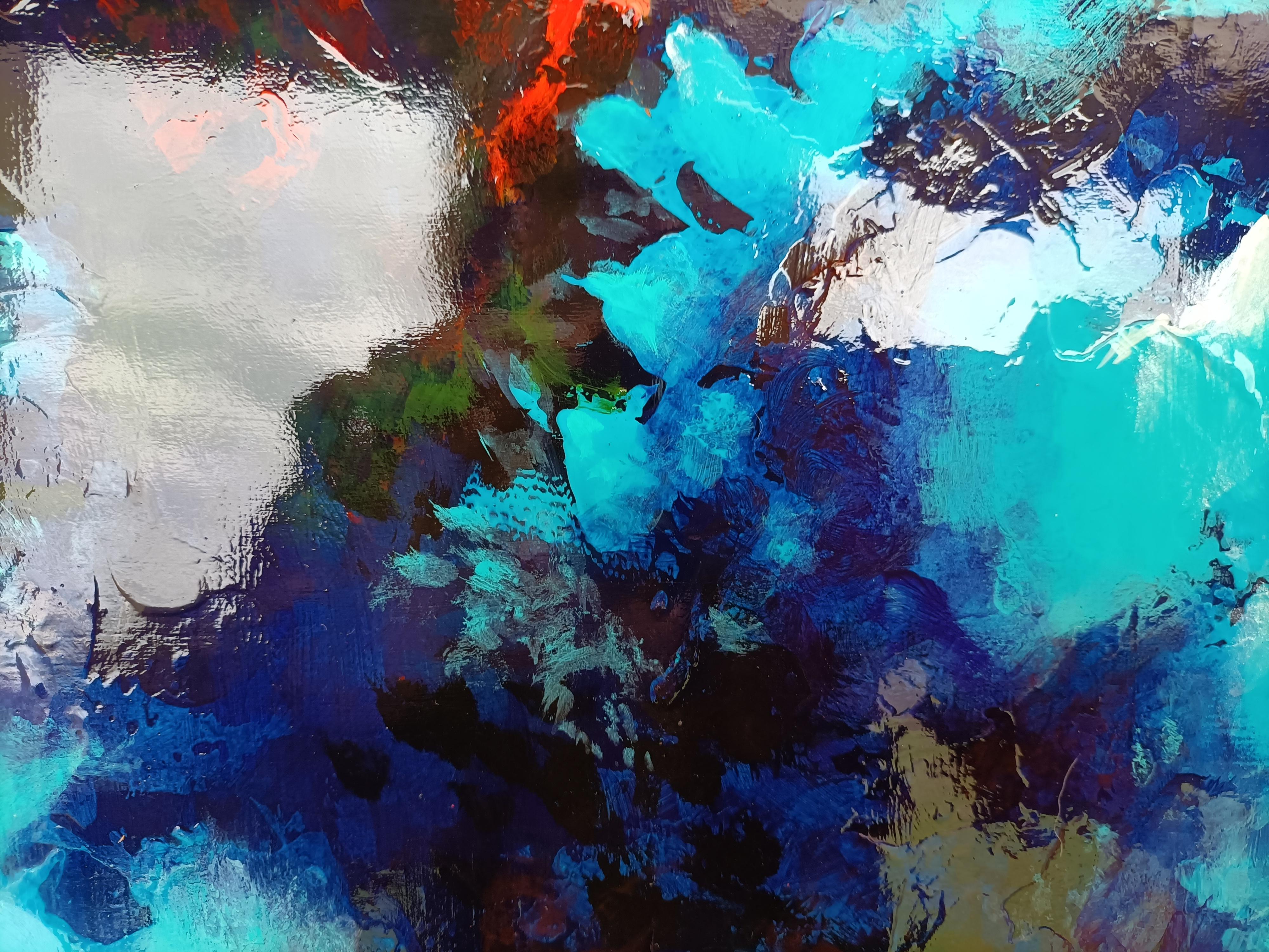 Art contemporain français de Christiane HESS - Beauté des profondeurs - Noir Abstract Painting par Christiane Hess 