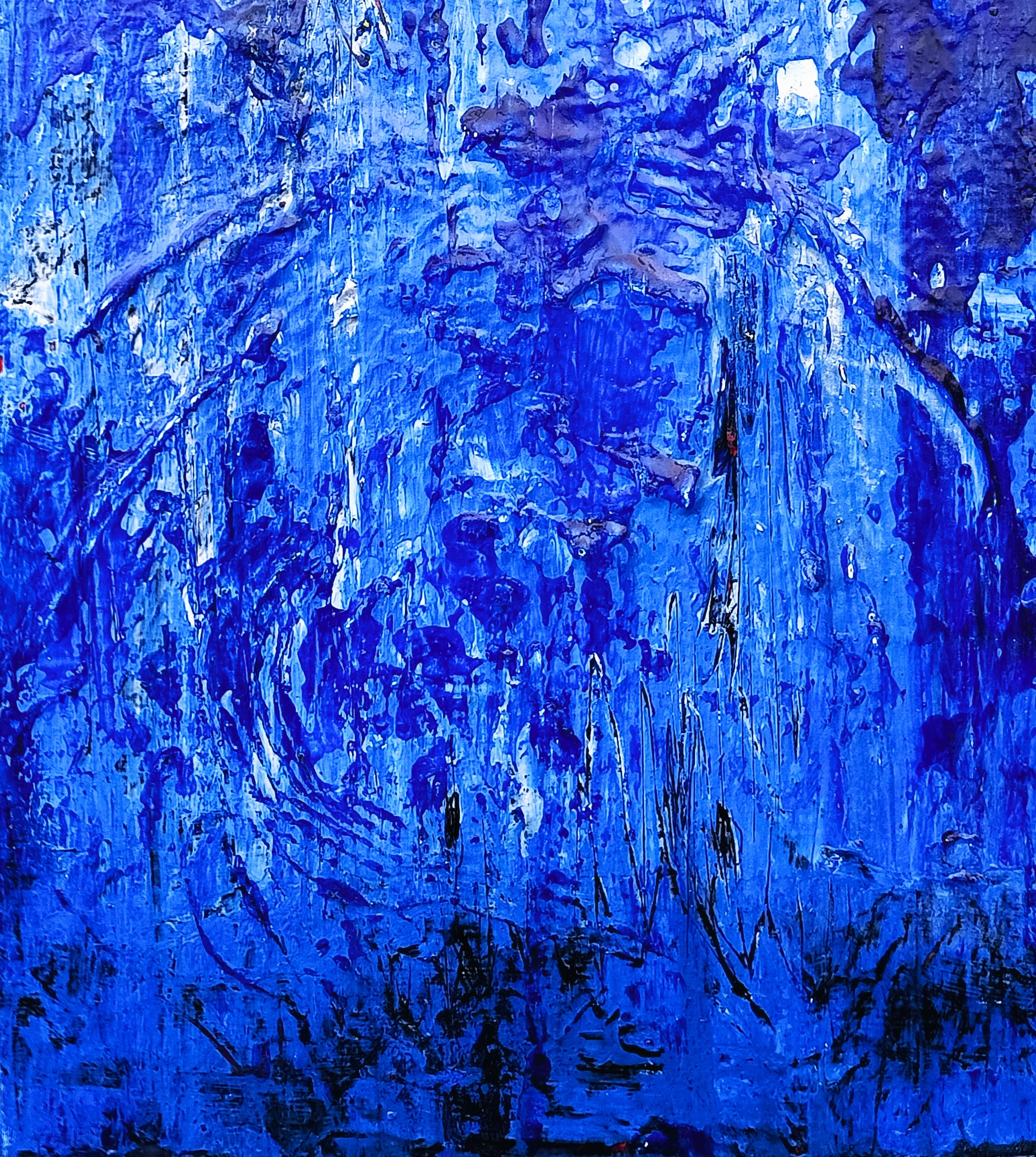 Art contemporain français de Christiane HESS - Tourbillon Bleu - Painting de Christiane Hess 