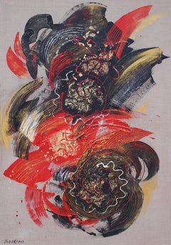 Zeitgenössische französische Kunst von Liubov Juravliova - Abstrait Rouge et Noir