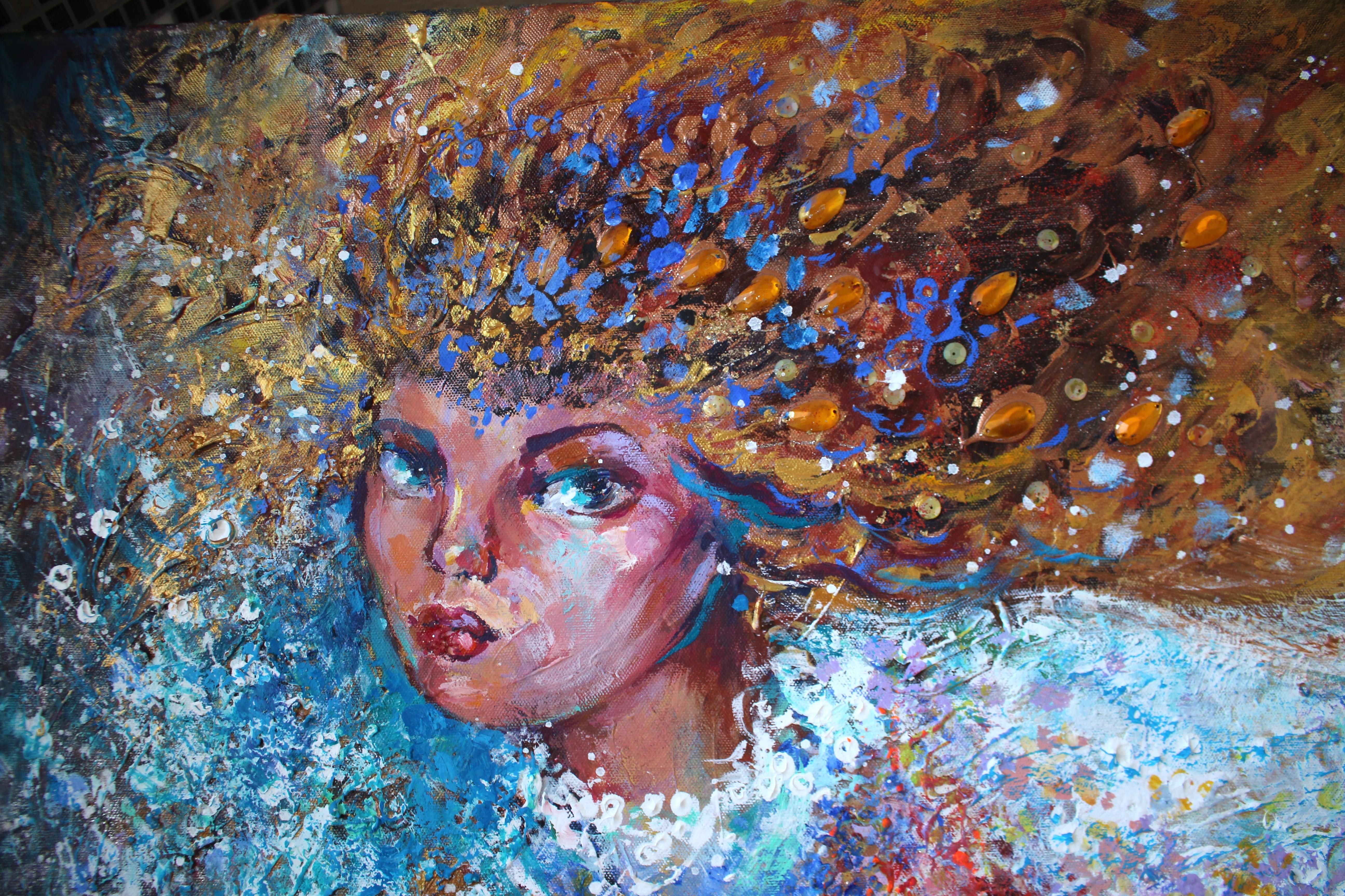 French Contemporary Art by Liubov Juravliova - Robe Fleurie - Painting by Christiane Hess 